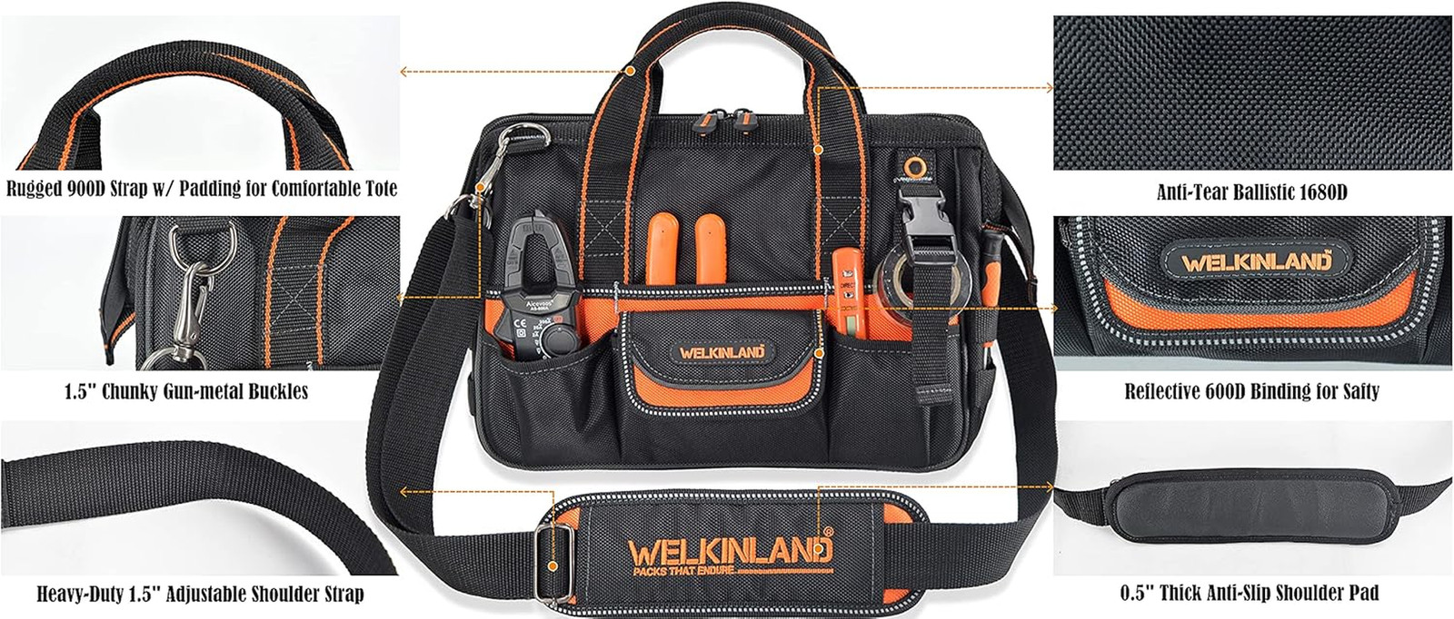 Compact 13-Inch Tool Bag with 4 Pouches for Ultimate Organization