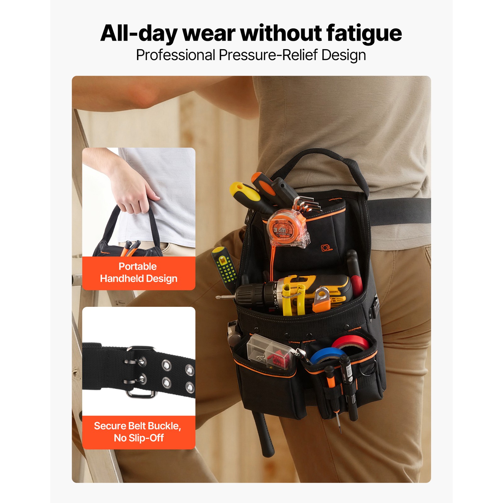 Uimoso Electricians Tool Pouch with Belt, 14-Pocket Organizer for Tools