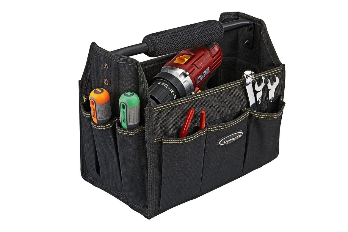 VOYAGER 12 in. Tool Tote with 18 Pockets Heavy-Duty Open Top Tool Organizer