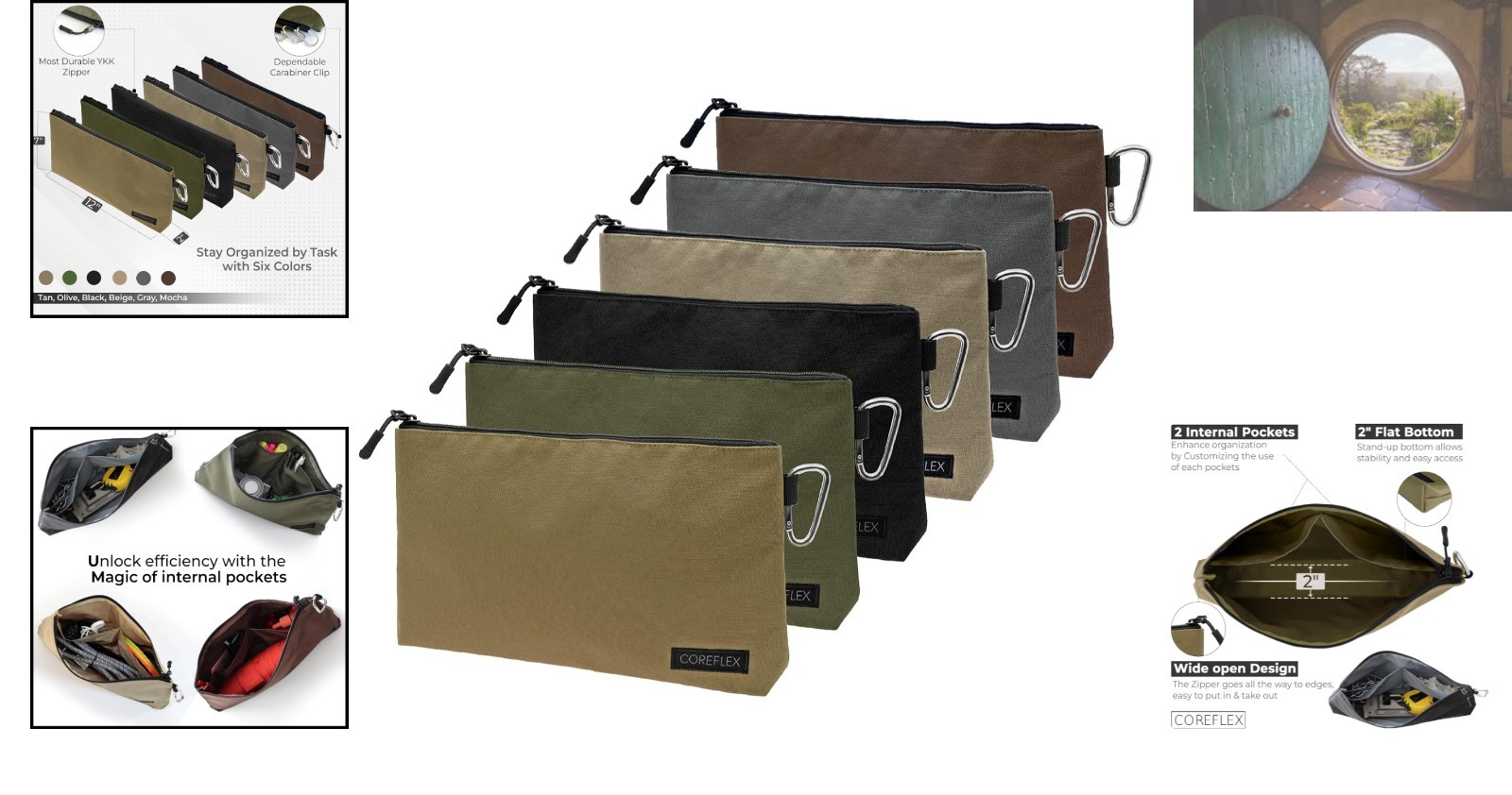 Flat Bottom Canvas Tool Pouch – Large 12-Inch Zipper Bag for Tools & Accessories