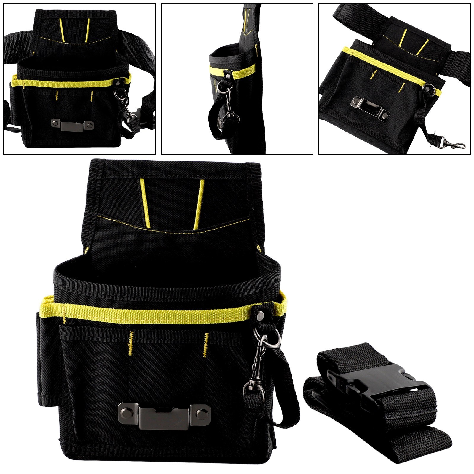 Brand New Tool Bag With Pockets Belt Tool Black Holder 600D Oxford Fabric