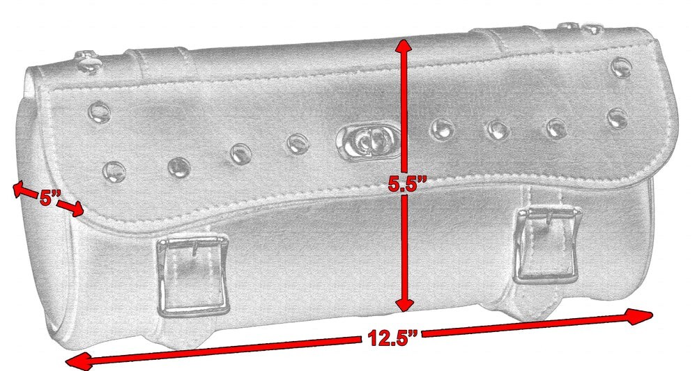 Black PVC Large Two Buckle Tool Bag for Motorcycles Waterproof – One Size