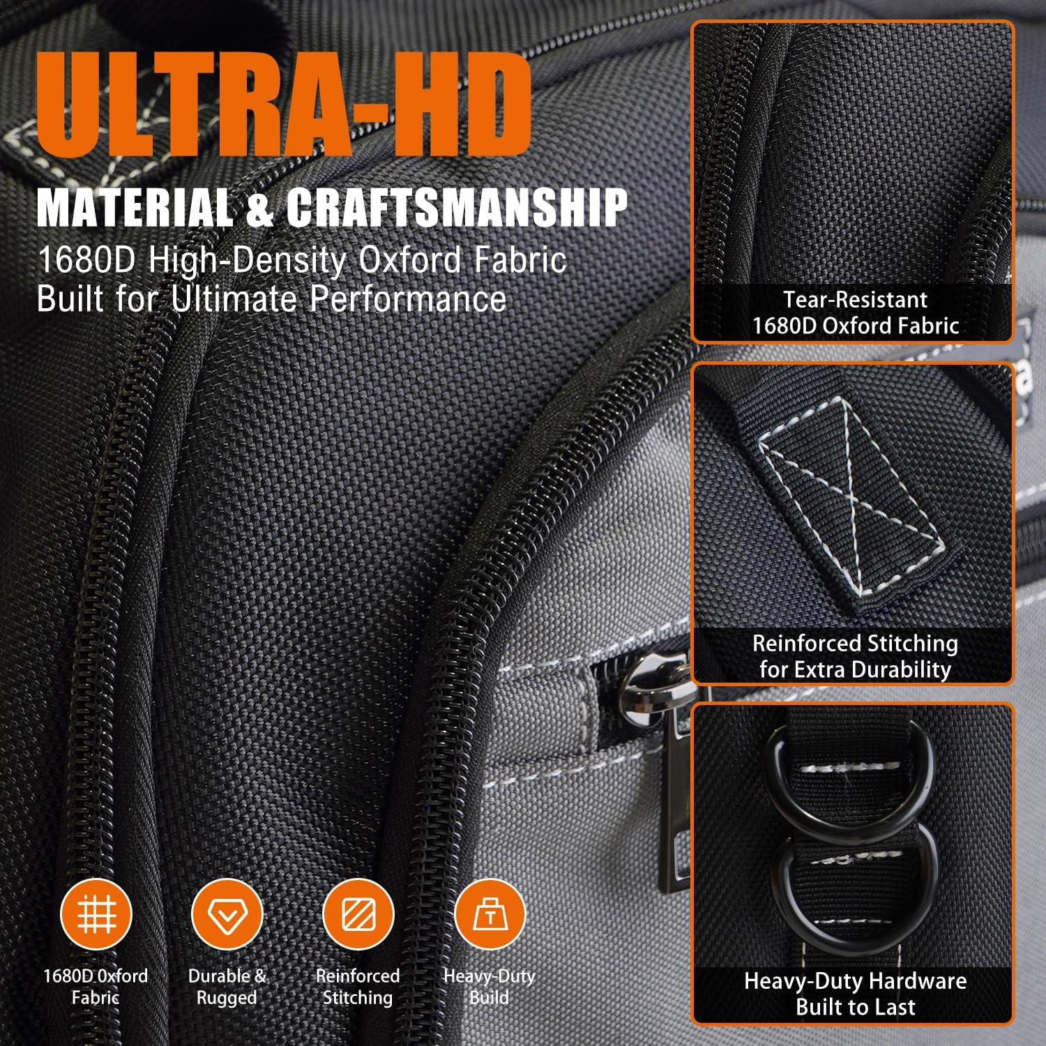 Heavy Duty Tool Backpack with Laptop Sleeve for Electricians & Techs