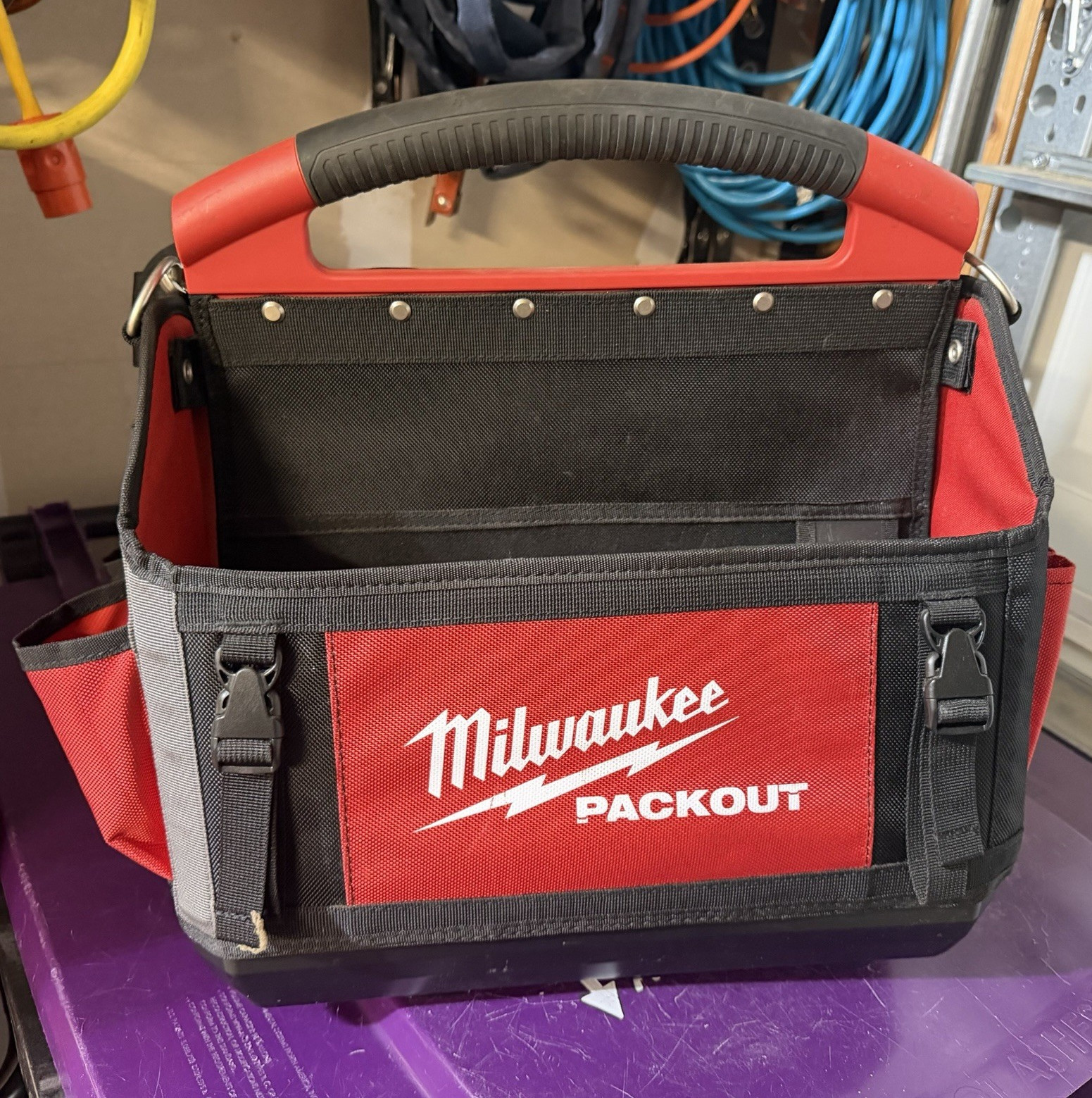 Milwaukee PACKOUT Tool Tote Bag w/ Handle, Red/Black/Gray, 1 Item