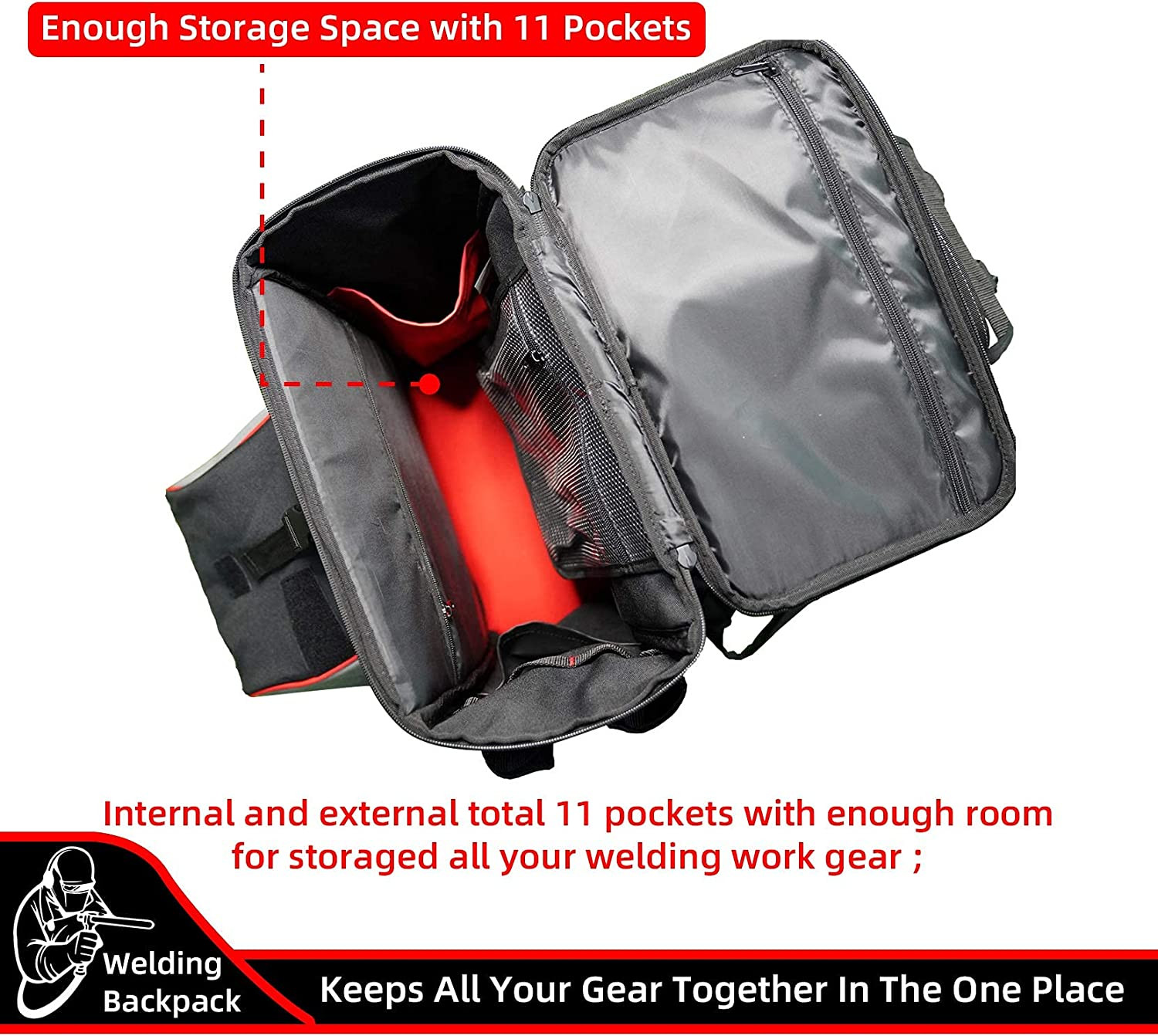 Welding Tool Backpack for Tools & Helmet Extreme Gear Pack Helmet Catch Lunch B