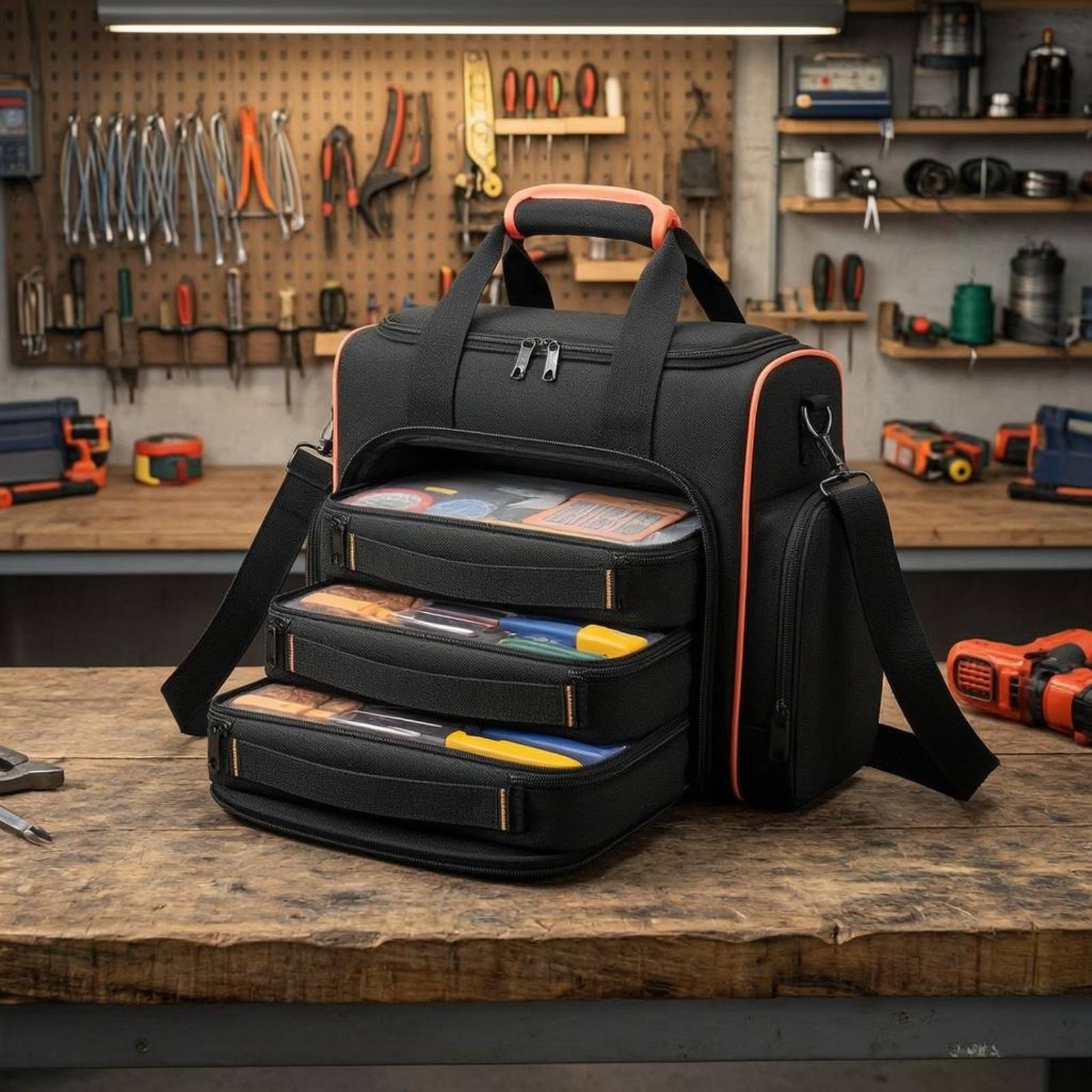 Electrician Tool Bag Removable Inner Cases for Work Location, Worksite