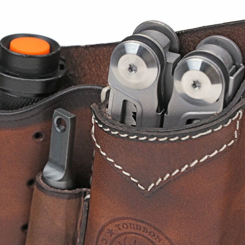 Leather Camping EDC Multitool Pouch Flashlight Holder Knife Belt Holster-TOURBON