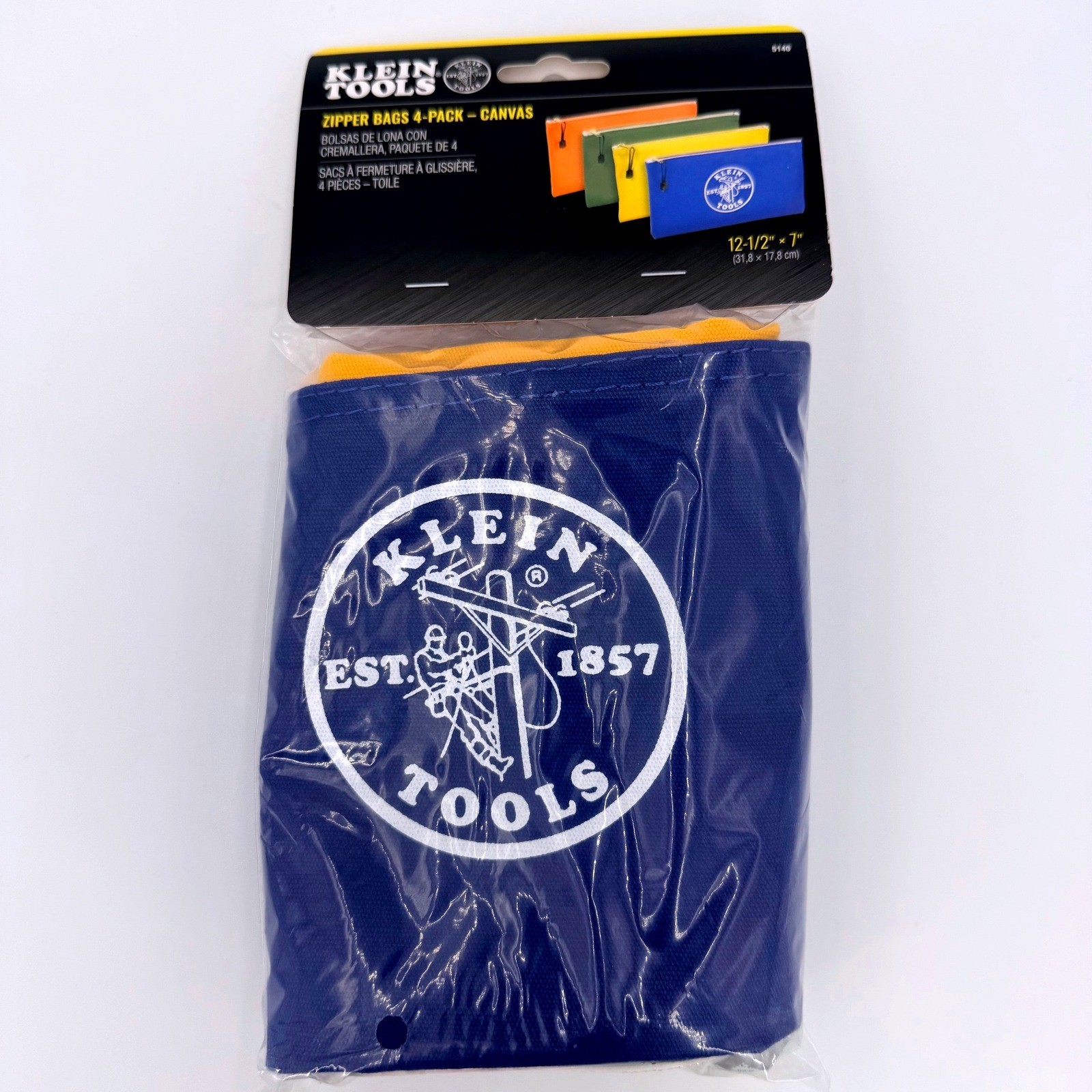 Klein Tools Zipper Bags 4-Pack 12.5×7 Multi New Canvas Tool Pouches 5140