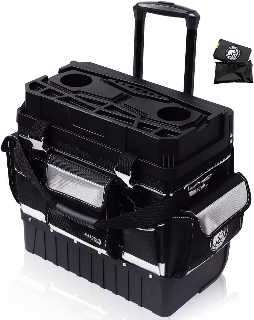 MARUTAI 18” Rolling Tool Bag with Wheels, Bags Organizer, black/silver