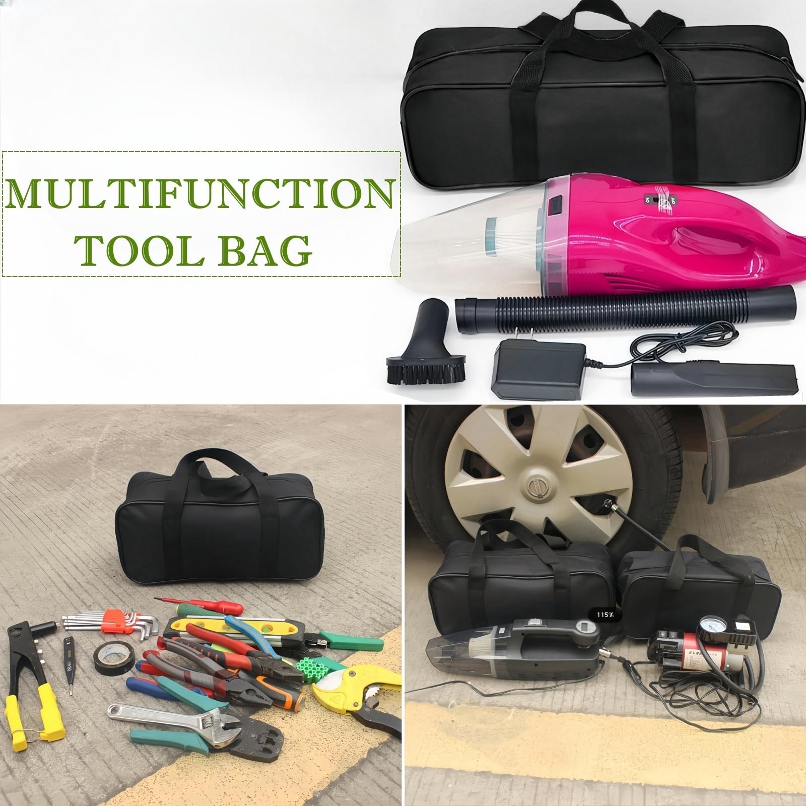 15 Inch Wide Mouth Tool Bag, Waterproof Oxford Electrician Tool Bag, Large Ca…