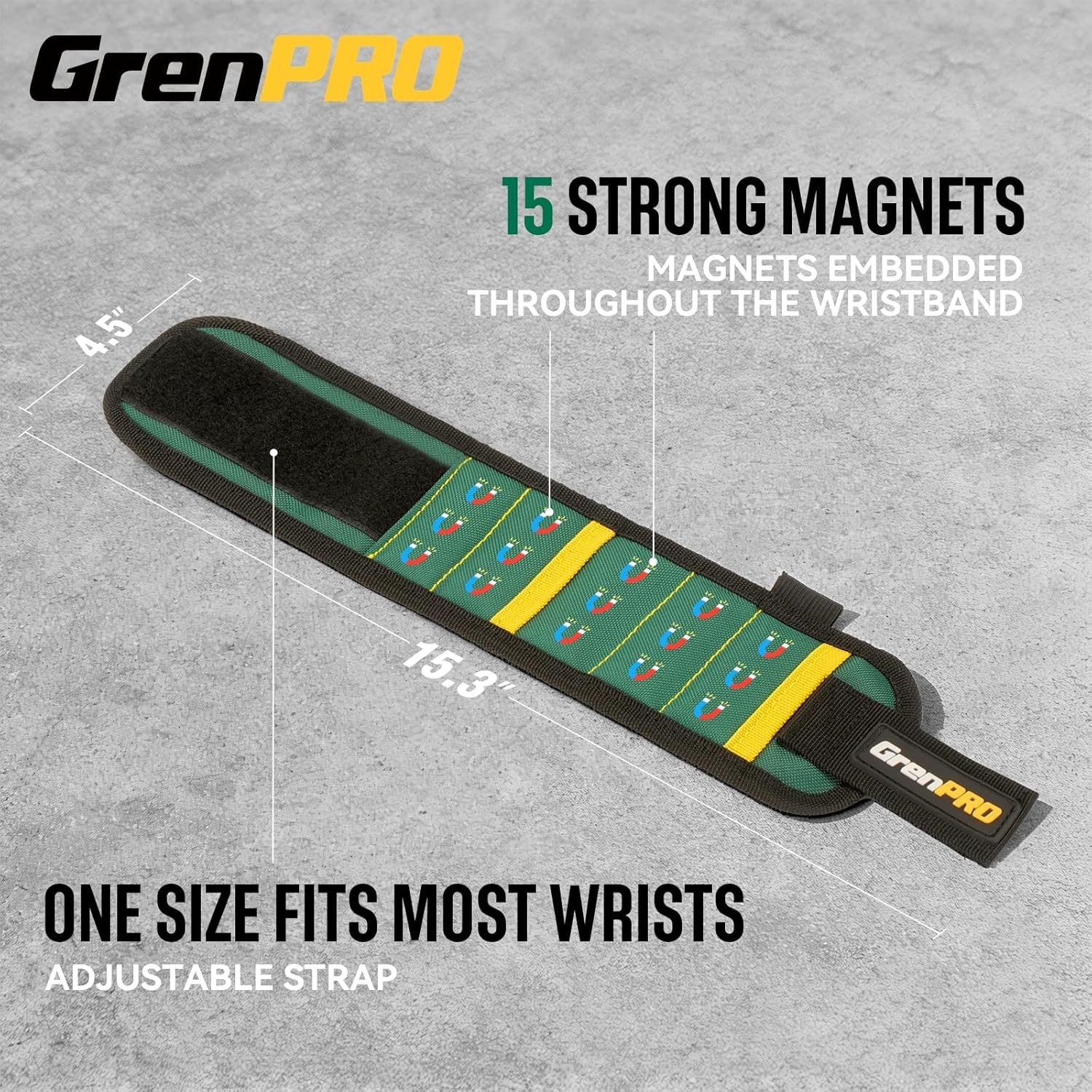 Heavy-Duty Magnetic Tool Wristband with 3 LED Flashlights – Perfect Gift for Men
