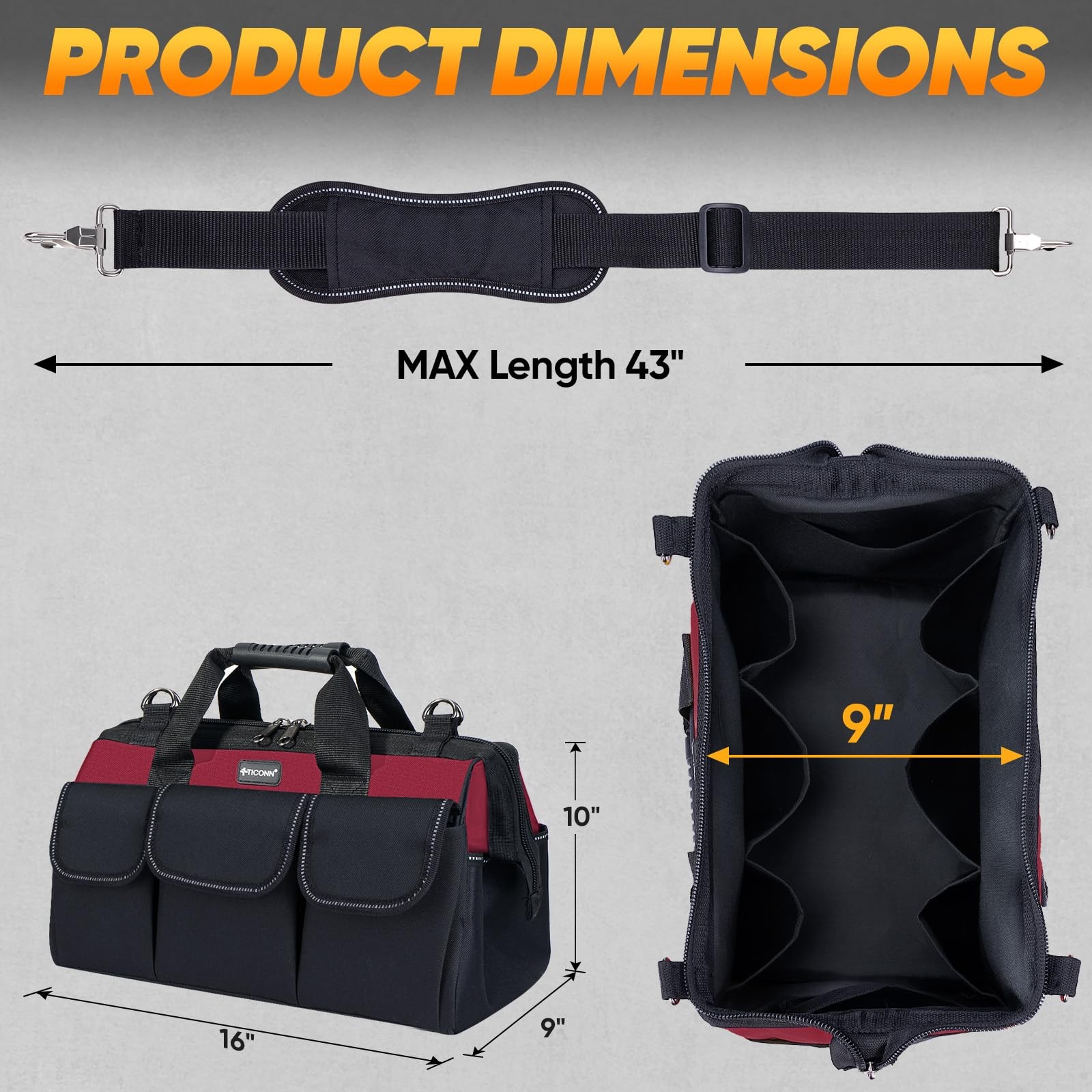 Heavy Duty Tool Bag with Multi-Pockets, Portable Tool Box Organizer Storage B…