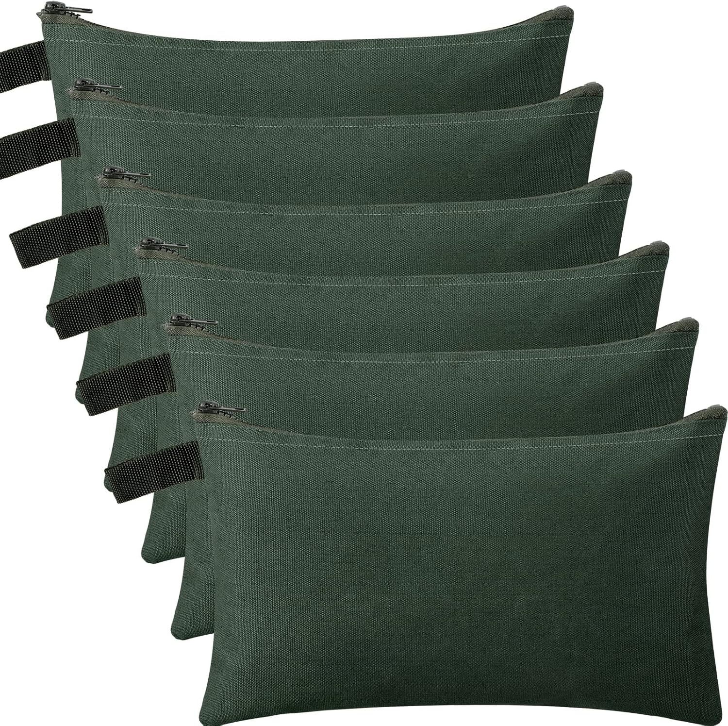12 Pcs Canvas Tool Bag Pouch 16 oz Heavy Duty Tool Zipper Pouch Bag 11.81 x 7