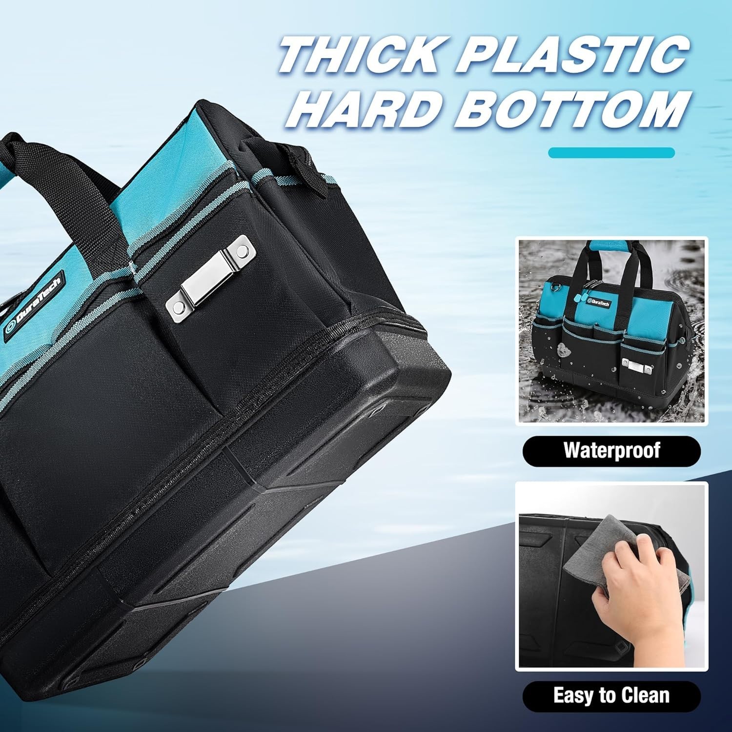 16-Inch Heavy Duty Tool Bag with Waterproof Hard Bottom, Tool Bag Organizer W…