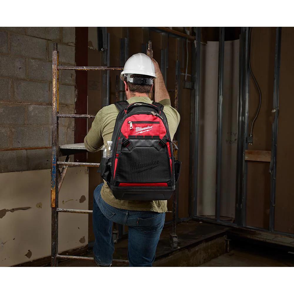 milwaukee jobsite backpack tool storage bag heavy duty construction book bag