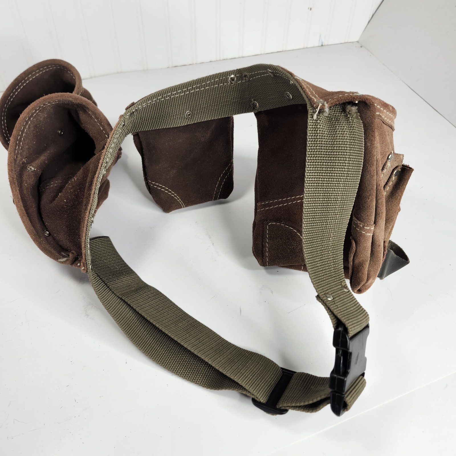 AWP CARPENTERS CONSTRUCTION ADJUSTABLE WAIST TOOL WORK BELT CANVAS/LEATHER