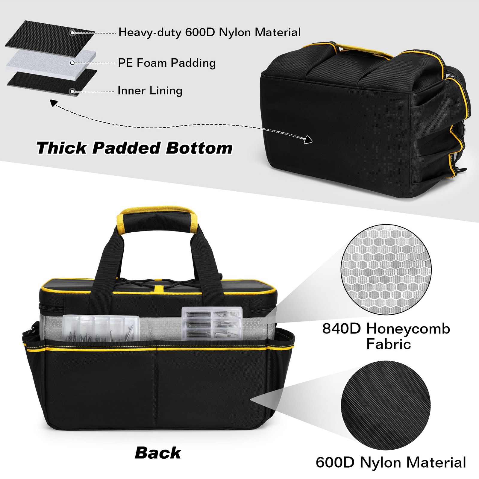 12-inch Tool Bag, Hand Tool Storage Organizer Bag for Men, Multi-purpose Work…