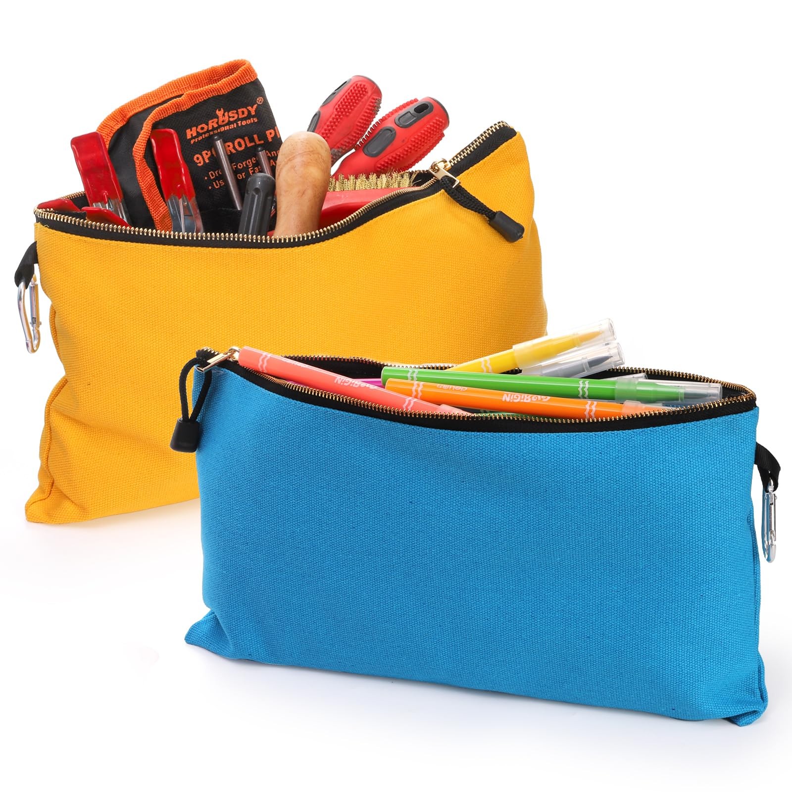 Bolsa de herramientas de lona, ​​16 oz, bolsas utilitarias resistentes, 12″ x 7″