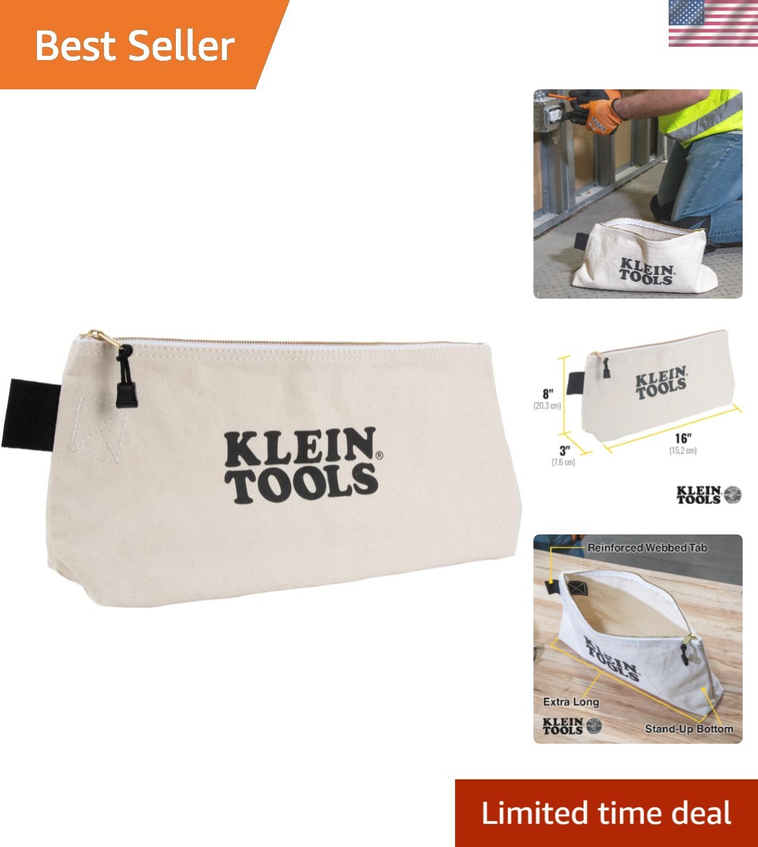 Multipurpose 16-Inch Zipper Bag: Durable Canvas Organizer for Tools & Crafts