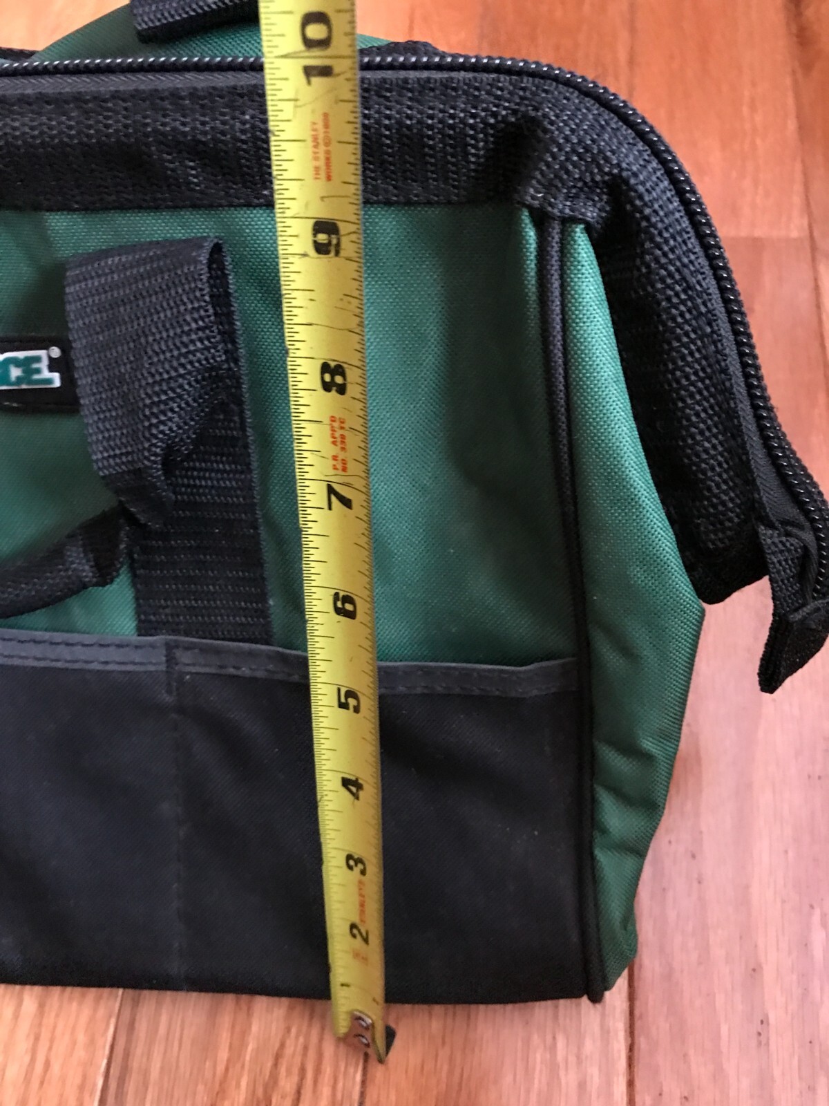 Master Force Tools Large Storage Tote Bag 6 Pockets Black Green Handles 15x10x9
