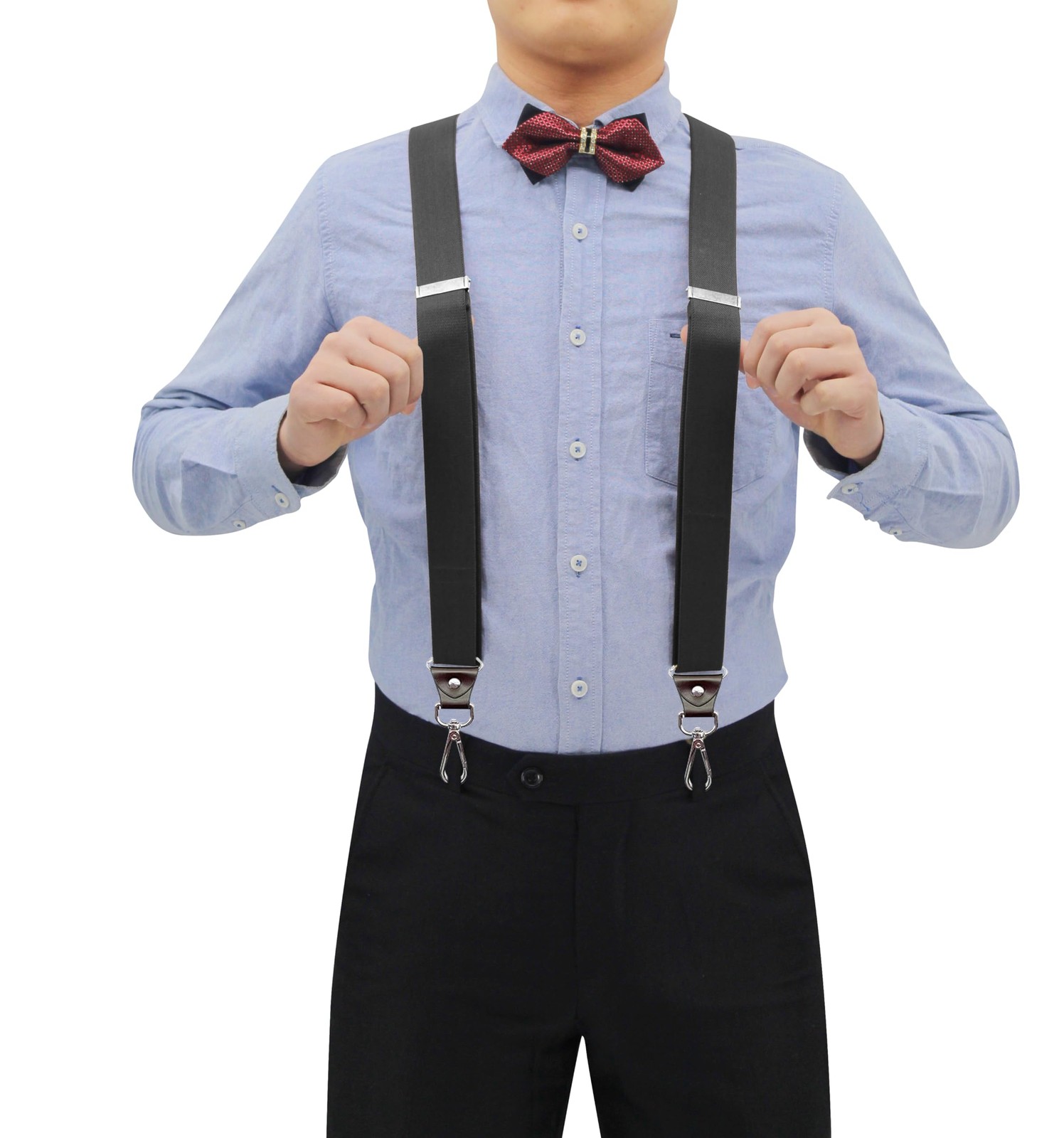 AYOSUSH Retro Y Suspenders for Men Heavy Duty Big and Tall One Size, Black 1