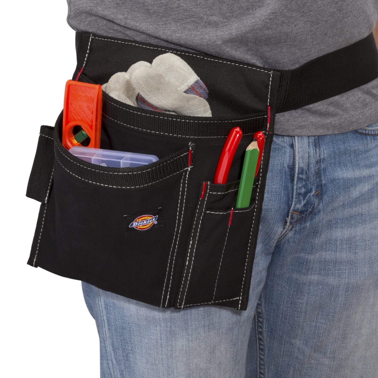 Dickies 5-Pocket Single Side Tool Belt Pouch/Work Apron, 1 Unit, Black