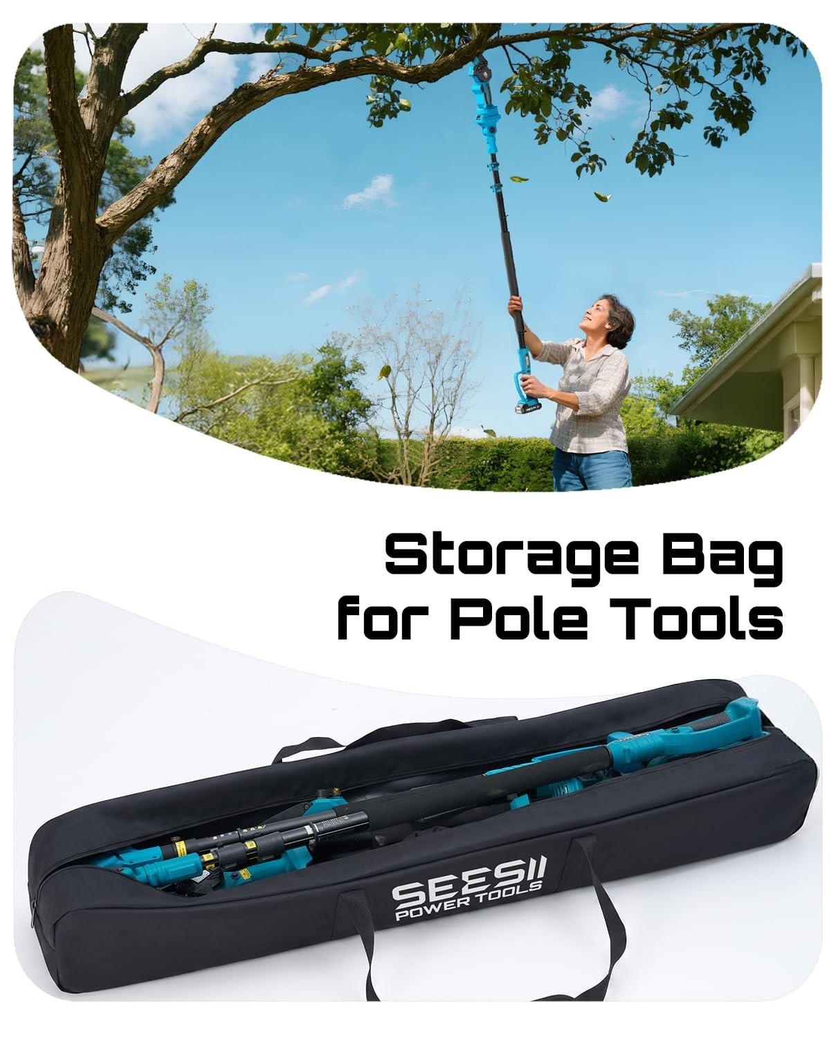 Universal 55-Inch Tool Storage Bag for Pole Saws, Hedge Trimmers & Pruners – Wat