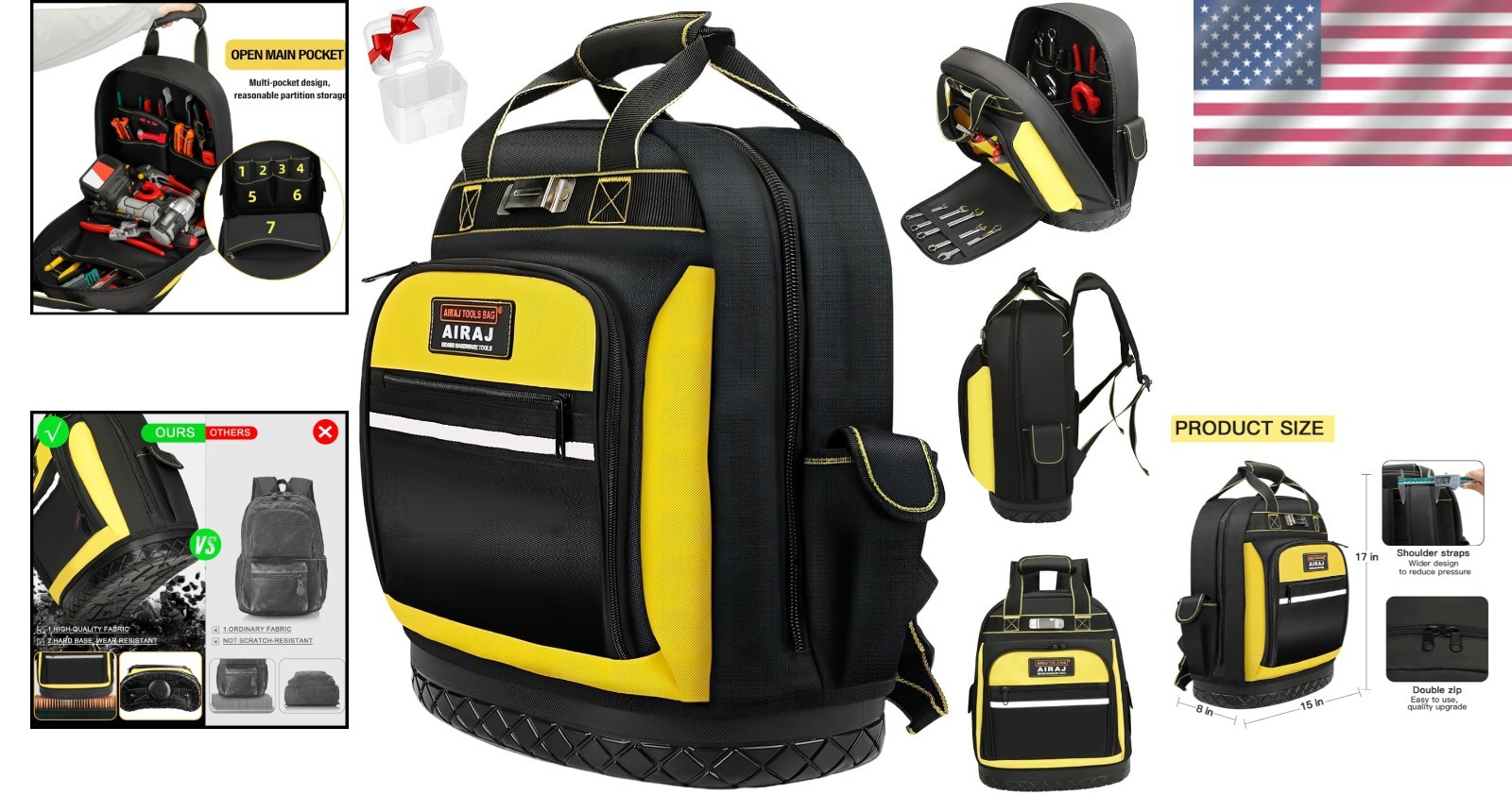 Durable 17″ Tool Backpack with Molded Base – Ultimate Electrician’s Companion