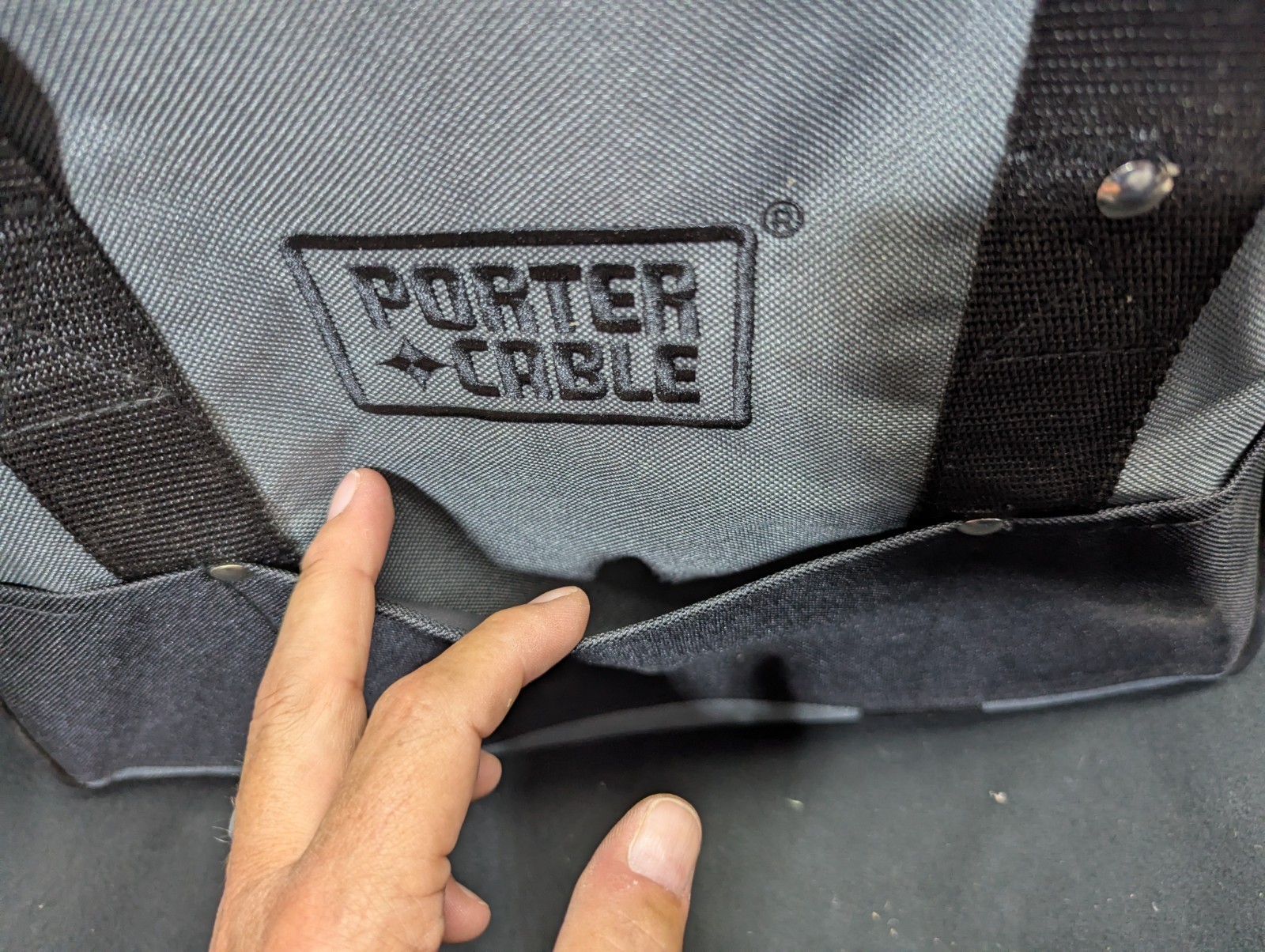 Porter-Cable Tool Bag 15″ Zippered Soft Carry Case Gray Black Heavy Duty