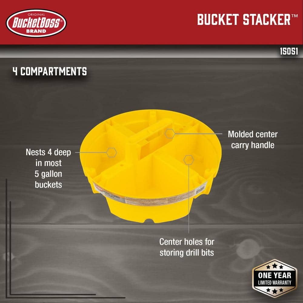 10.25 in. Bucket Stacker Small Parts Organizer Bucket Organization Yellow