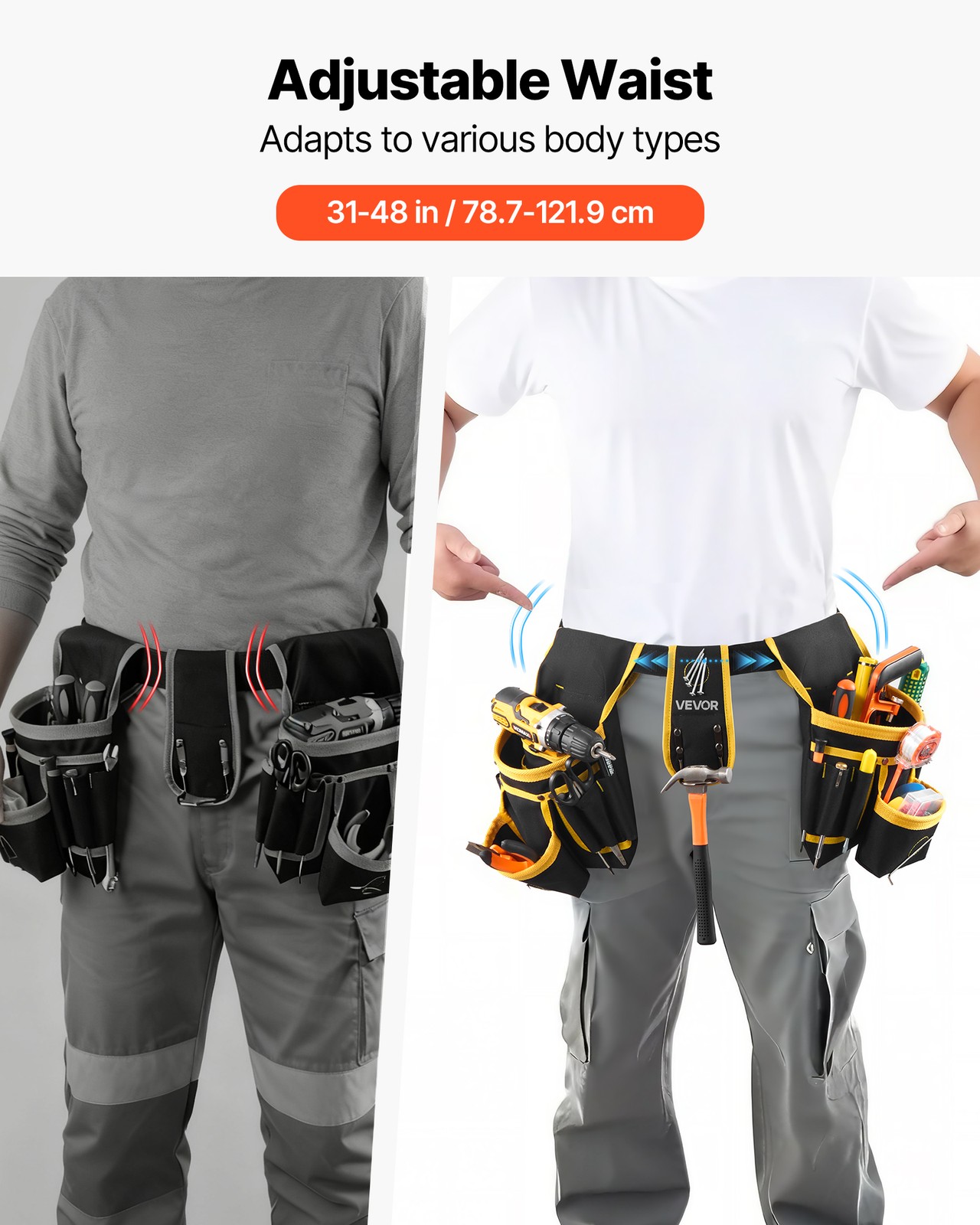 VEVOR Tool Belt Magnetic Electricians Work Belt 28 Pocket Heavy Duty Tool Pouch