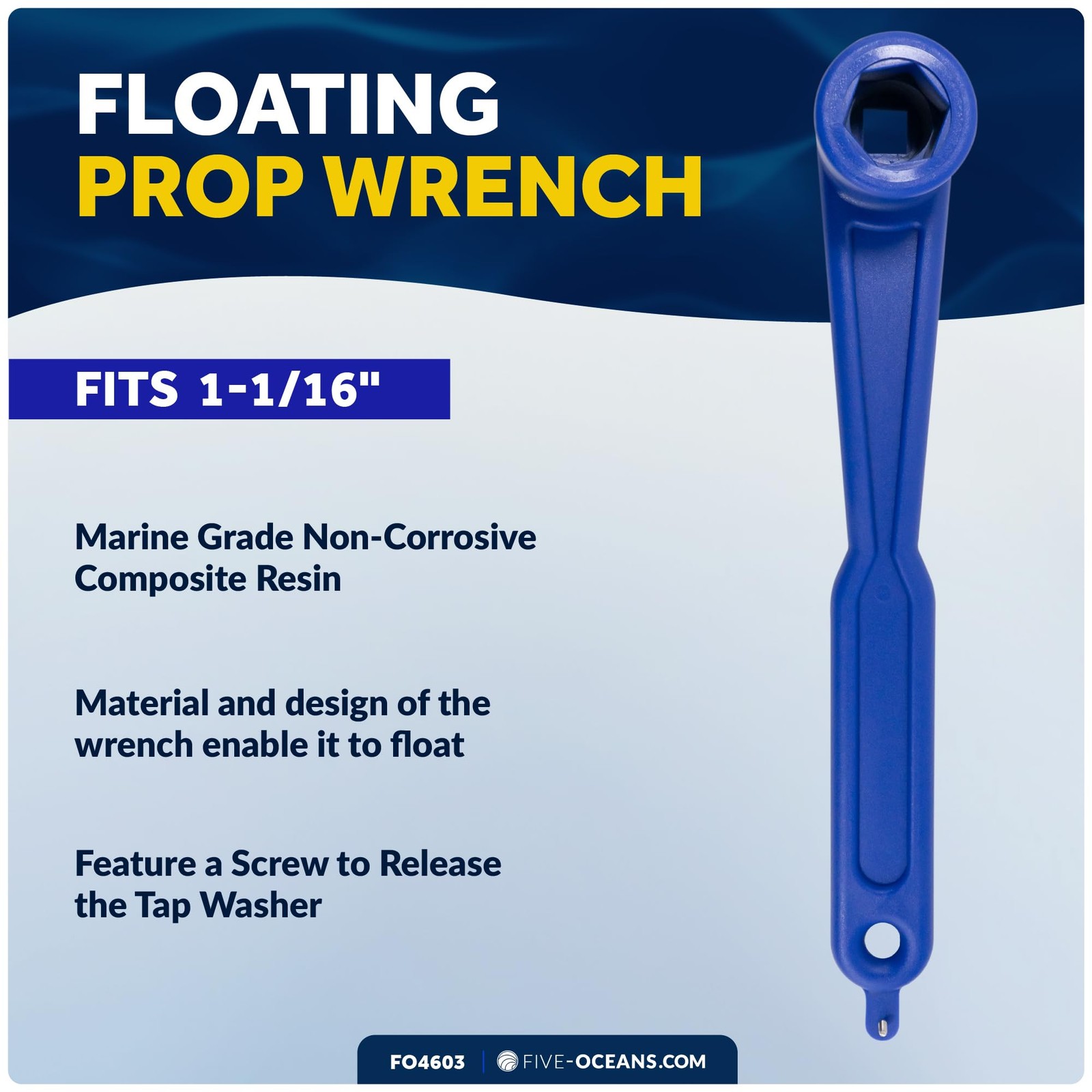 Five Oceans Prop Wrench Floating Propeller Wrench 1 1/16 Inches Nuts For