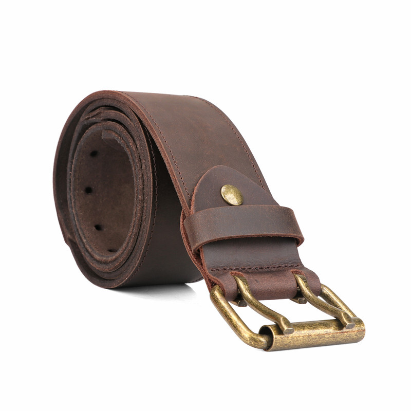 TOURBON Leather Tool Carry Workshop Waist Belt 2″ Double Roller Buckle Rig Belt