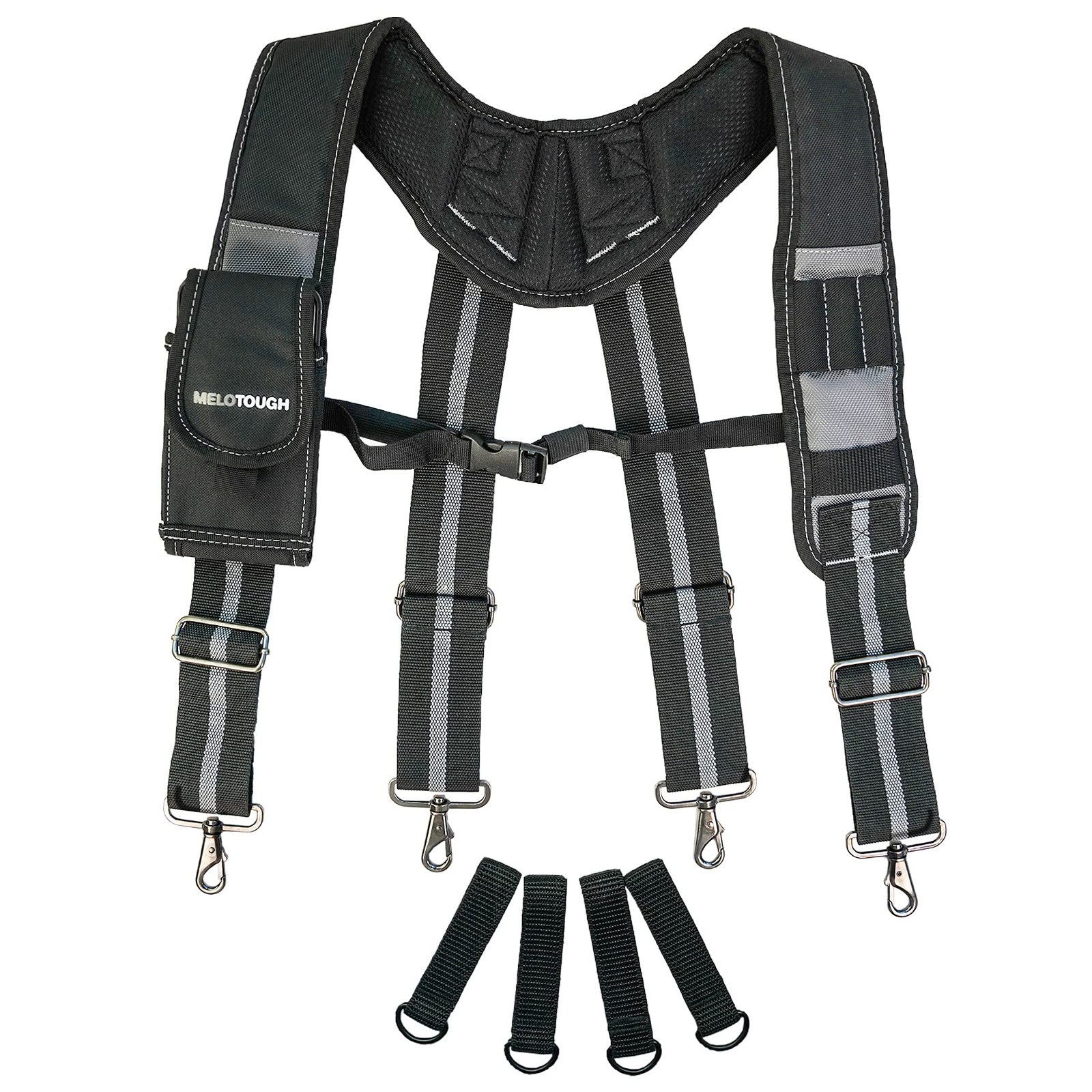 Gel Padded Tool Belt Suspenders Work Support Shoulder Straps Detachable Holder