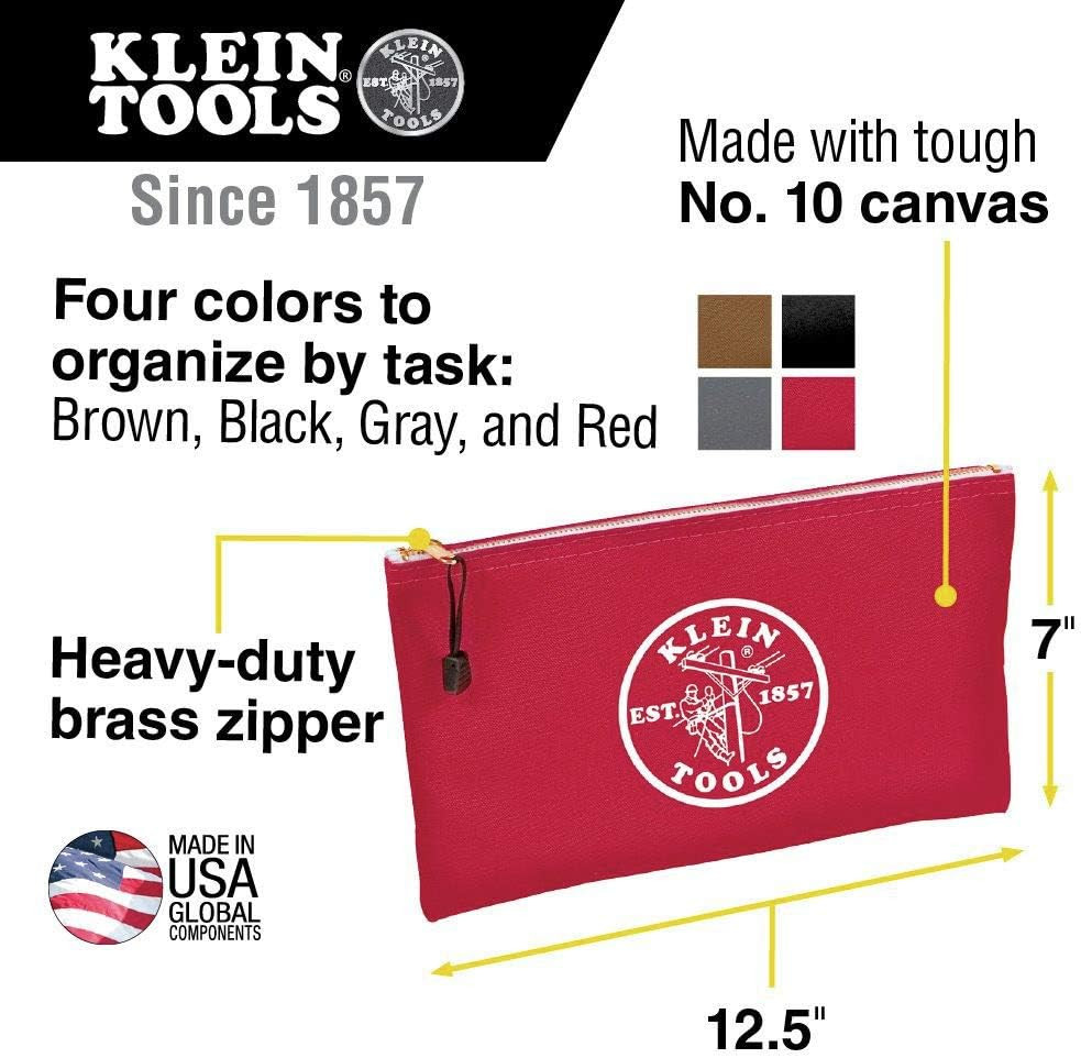 5141 Zipper Tool Bag, Tool Pouch, Bank Deposit Canvas Utility Bag, 12.5 X 7-Inch