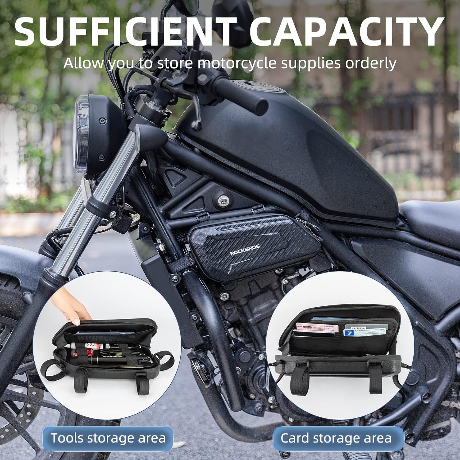 ROCKBROS Triangle Side Bag – EVA Hard Shell Motorcycle One Size, Black