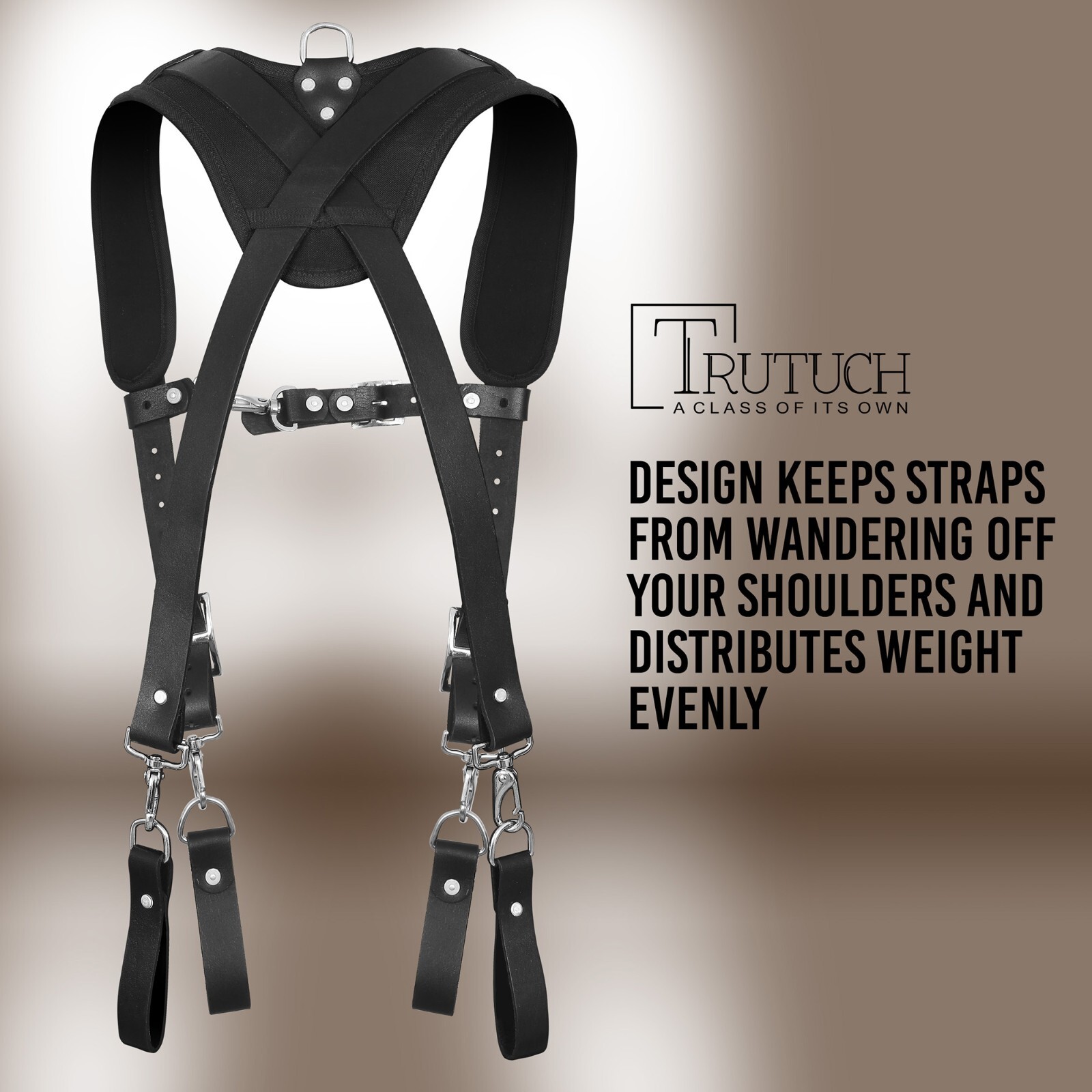 Trutuch Black Leather Work Suspender | Stronghold Suspension System | Framers