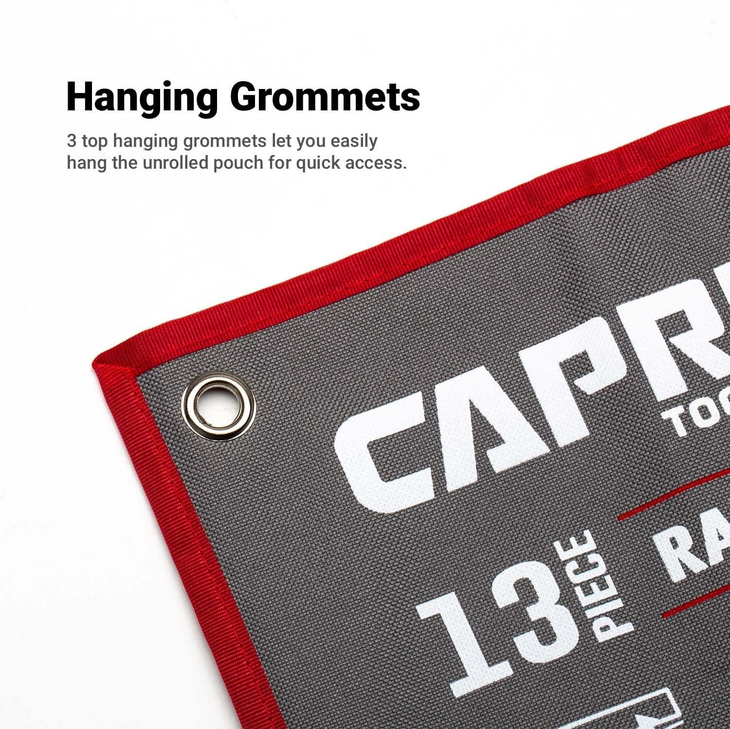 Versatile Grey Wrench Pouch with 13 Size-Marked Pockets – Easy Carry Design