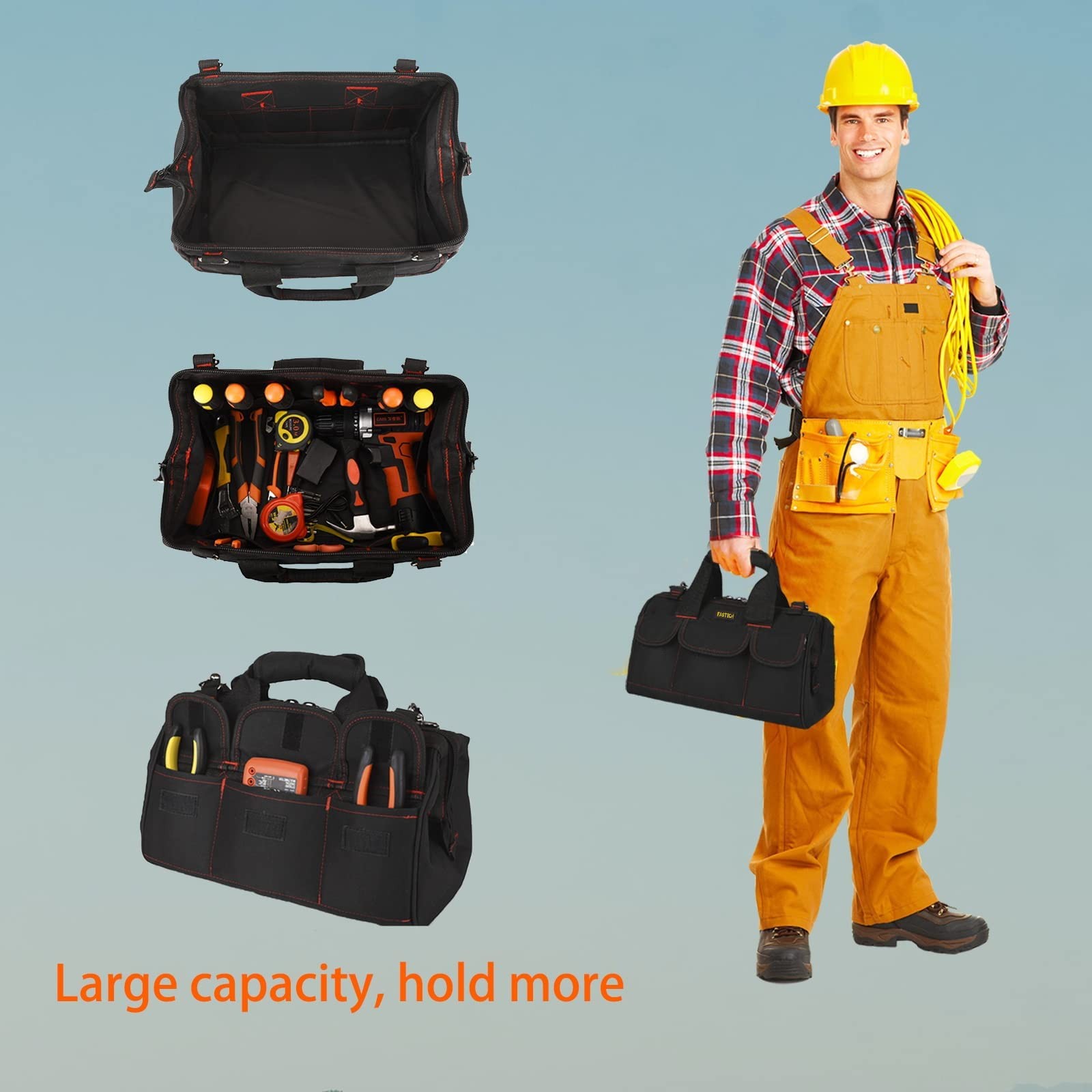FASTECH 22-inch Heavy Duty Tools Bag With Wide Mouth For Tool Storage, Carrie…