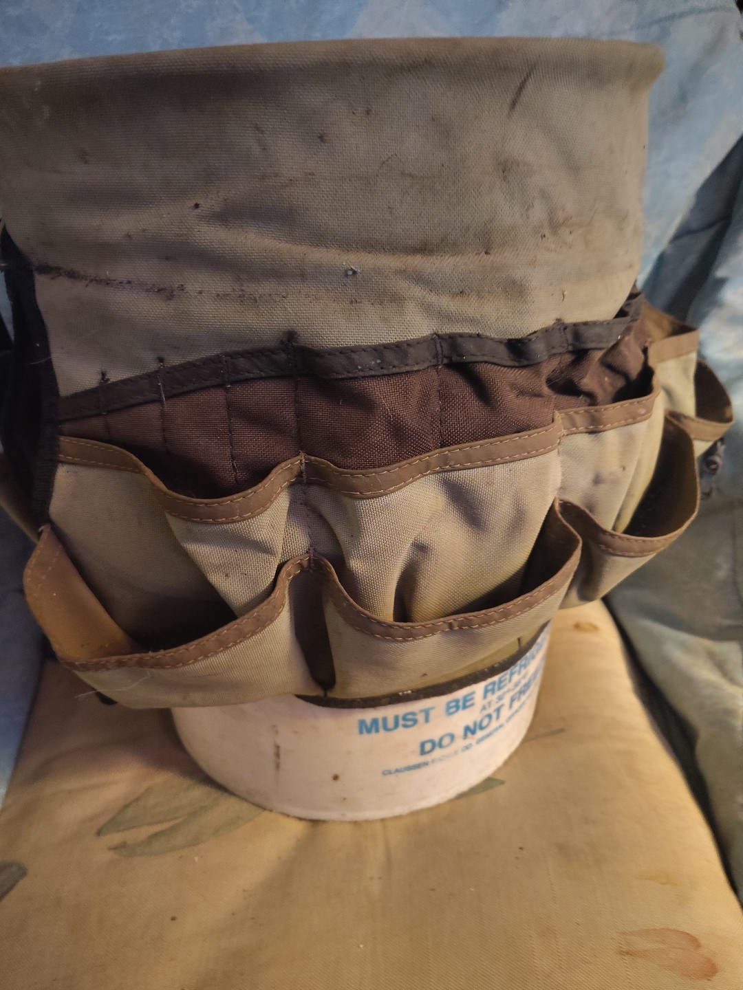 Bucket Tool Bag With Assorted Wood And Metal Chisels