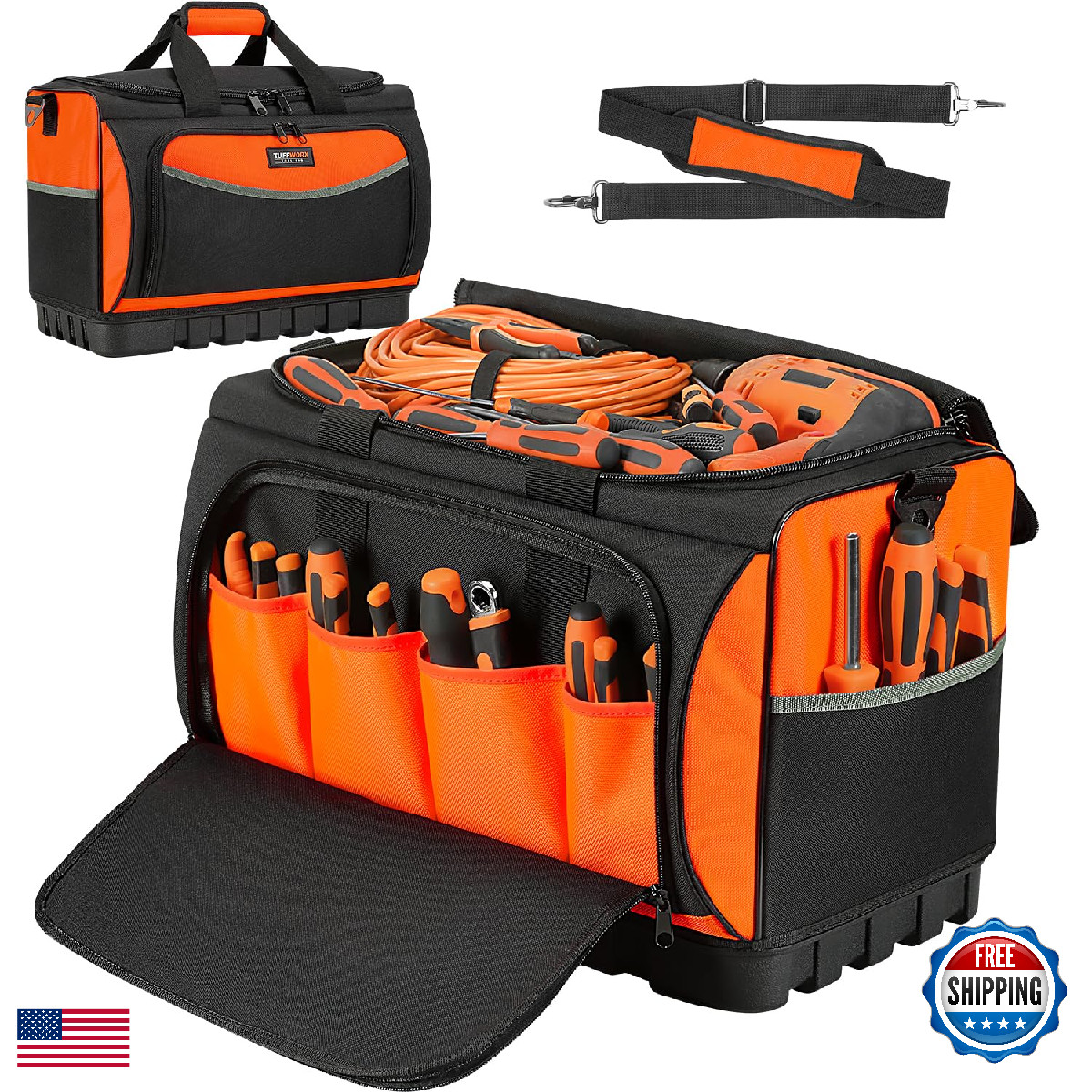 Tuffworx Heavy Duty Tool Bag Large Tool Bags 20Inch 18 Pockets 19.6X 12.9X 11.8