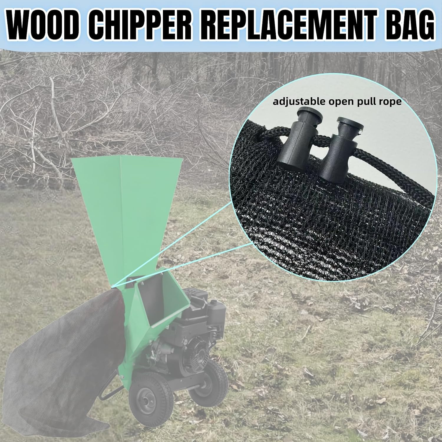 24 “X48 Large Capacity Adjustable Opening Wood Chipper Bag, Reusable Wood