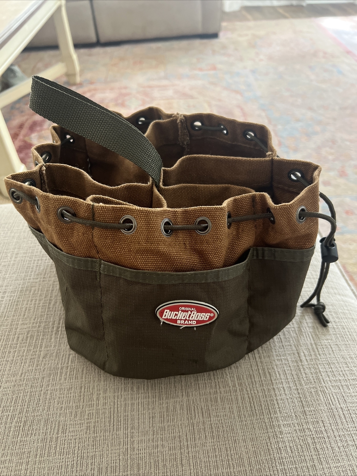 Bucket Boss 25001 Tool Bag, Duckwear Canvas, 19 Pockets, Brown, 6-1/2″ Height