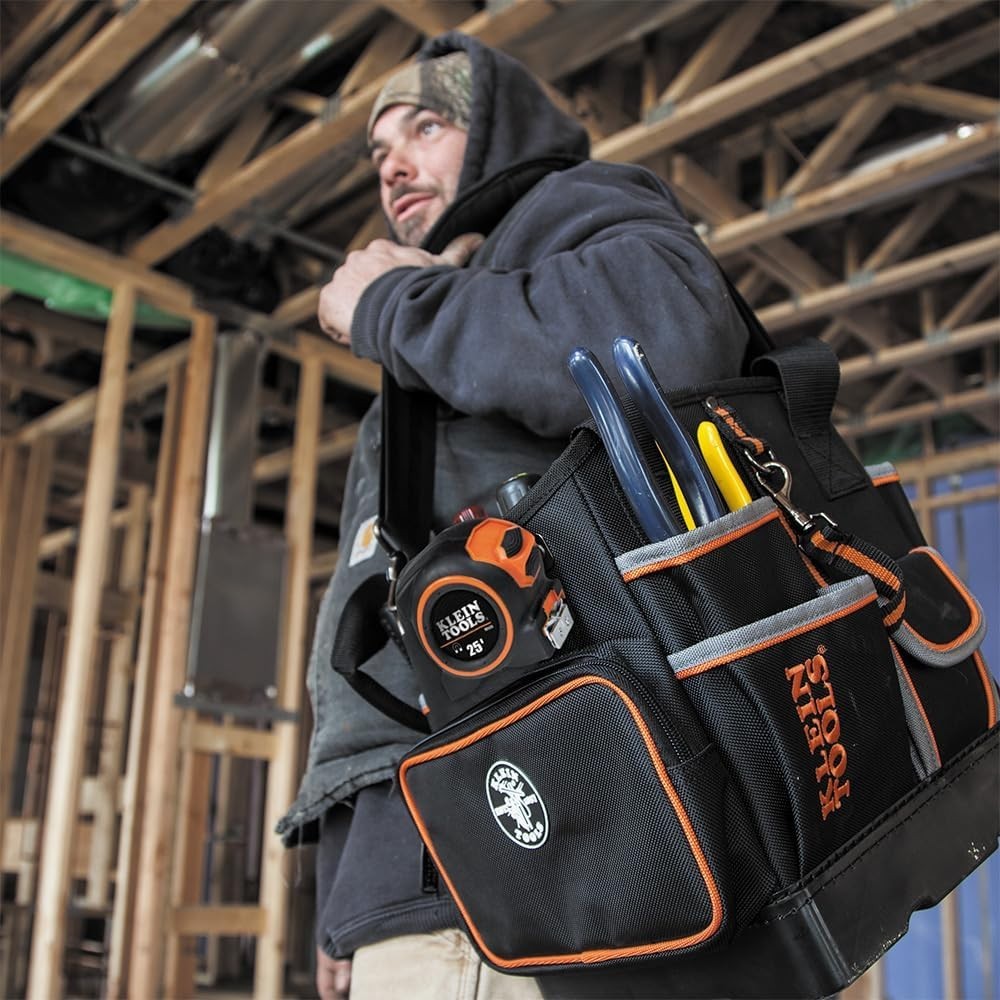 Klein Tools 5541610-14 Tool Bag with Shoulder Strap 40 Pockets for Tool Storage