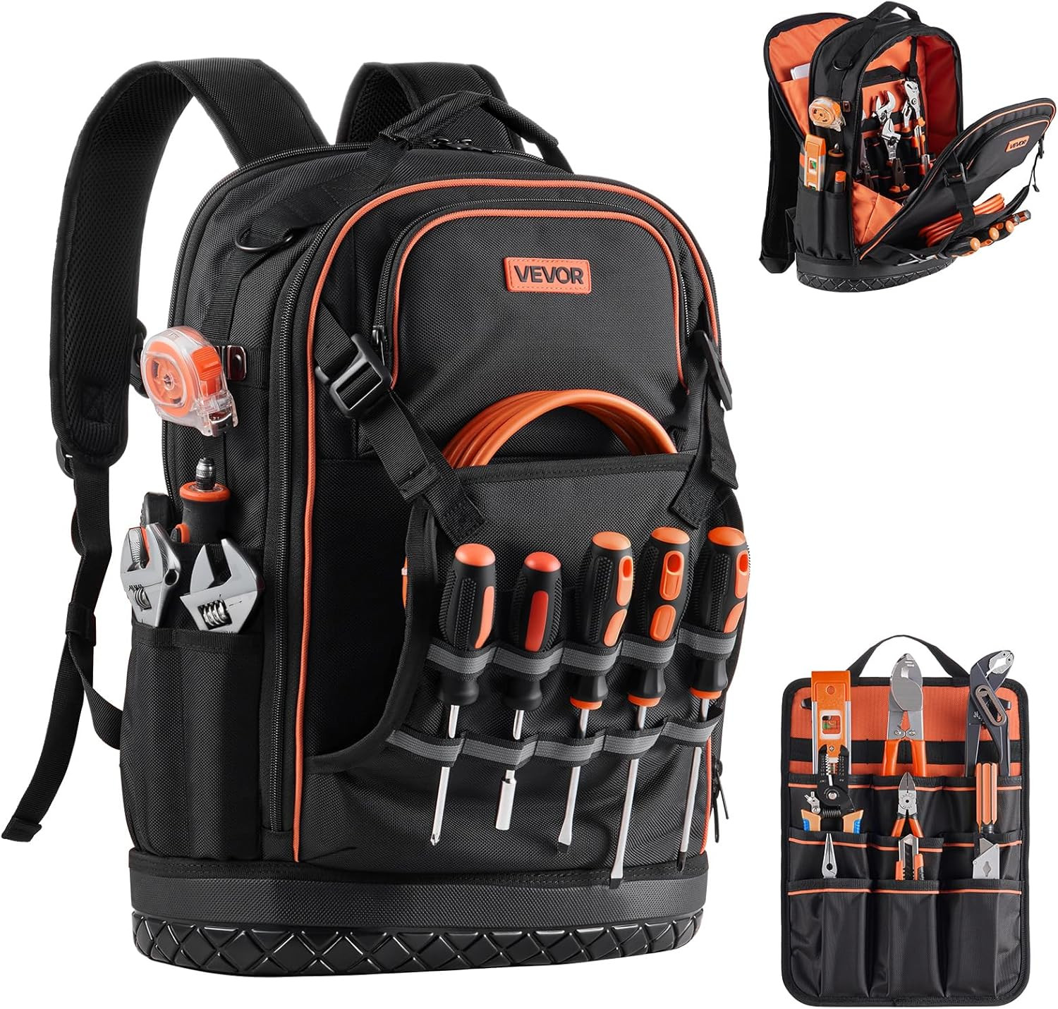 Tool Backpack, 65 Pockets, Heavy-Duty Tools Storage Organizer Work Bags Backpack