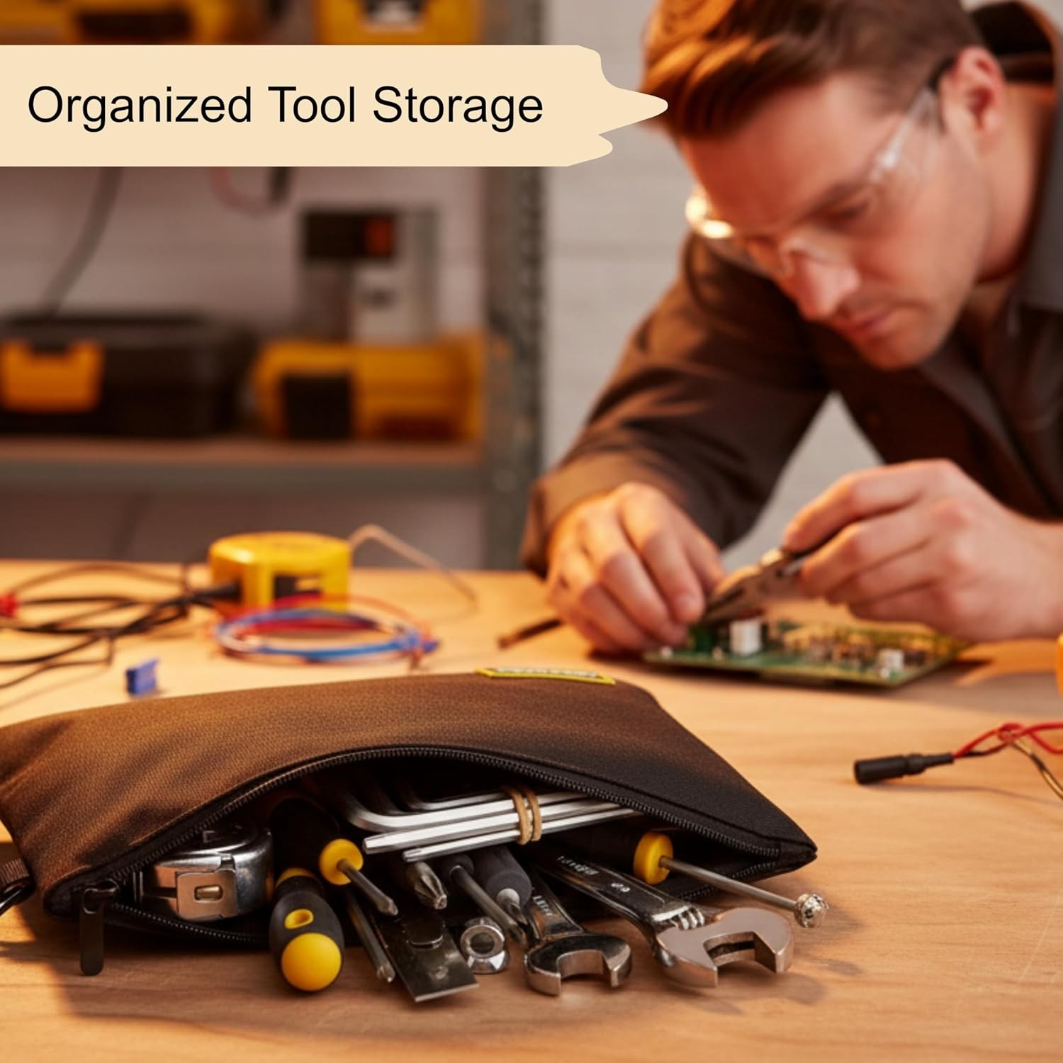 Small Tool Pouch Bag with Zipper – Canvas Tool Organizer for Men | Heavy-Duty