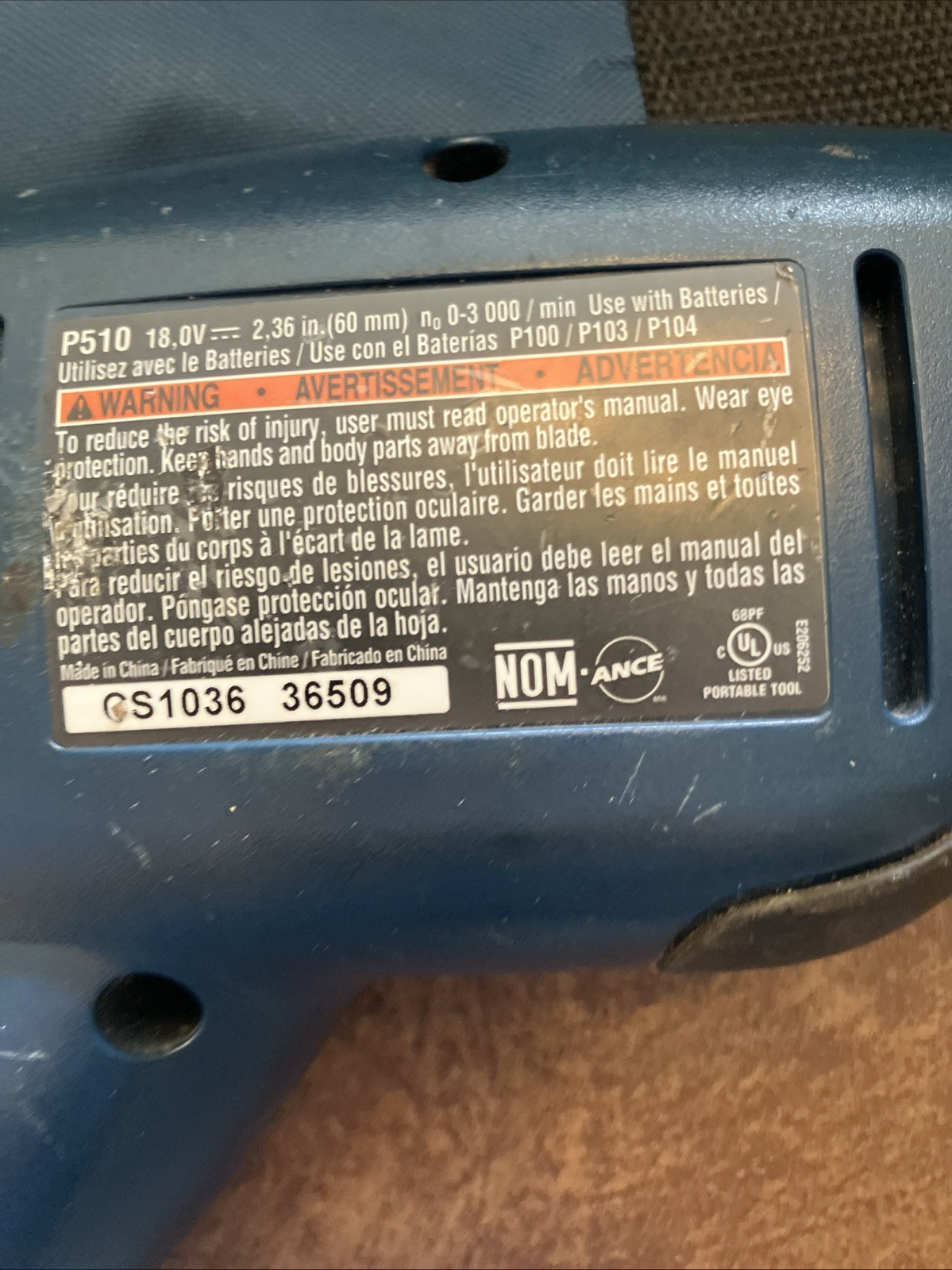 Ryobi Power Tools Drill, Reciprocating Saw & Contractors Bag. TESTED AND WORKS