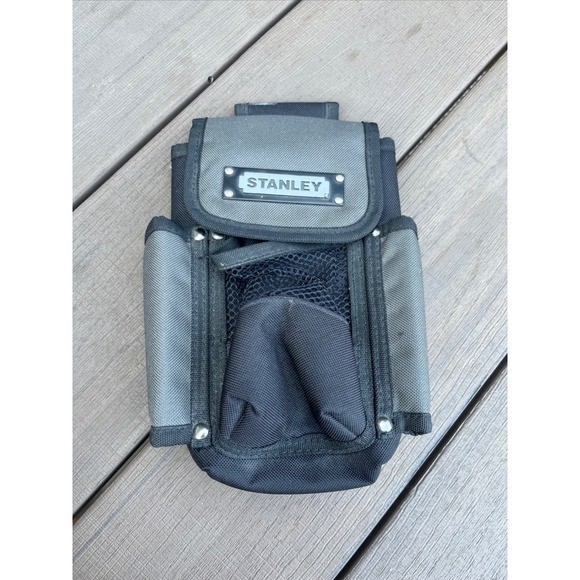 Stanley Tool Pouch Black Grey Nylon Multi Pocket Belt Attachment Organizer