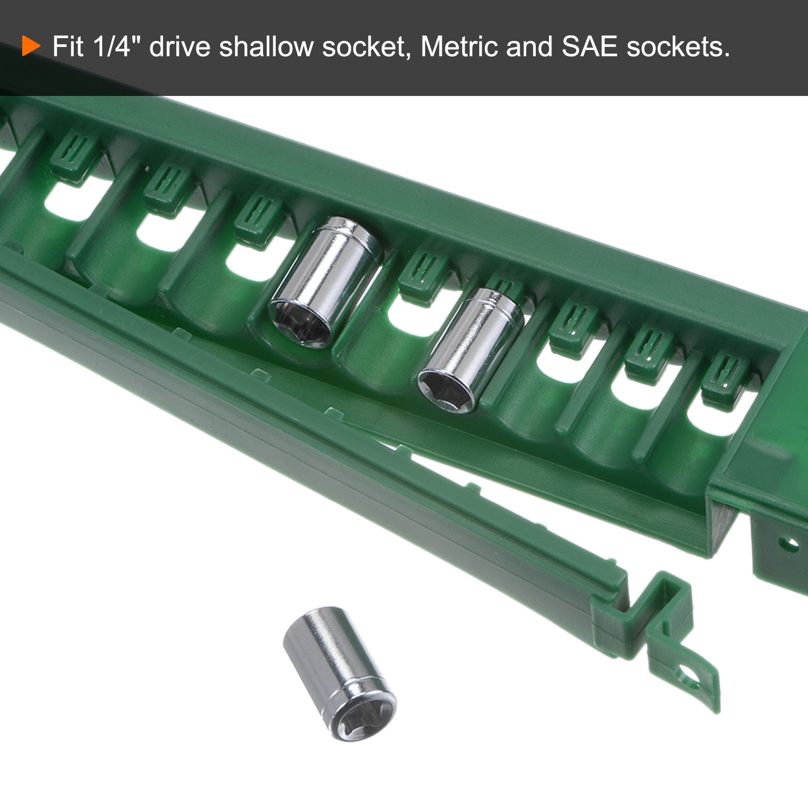 Socket Organizer 1/2″ Drive 10 Slots Portable Shallow Socket Clip Rail Holder