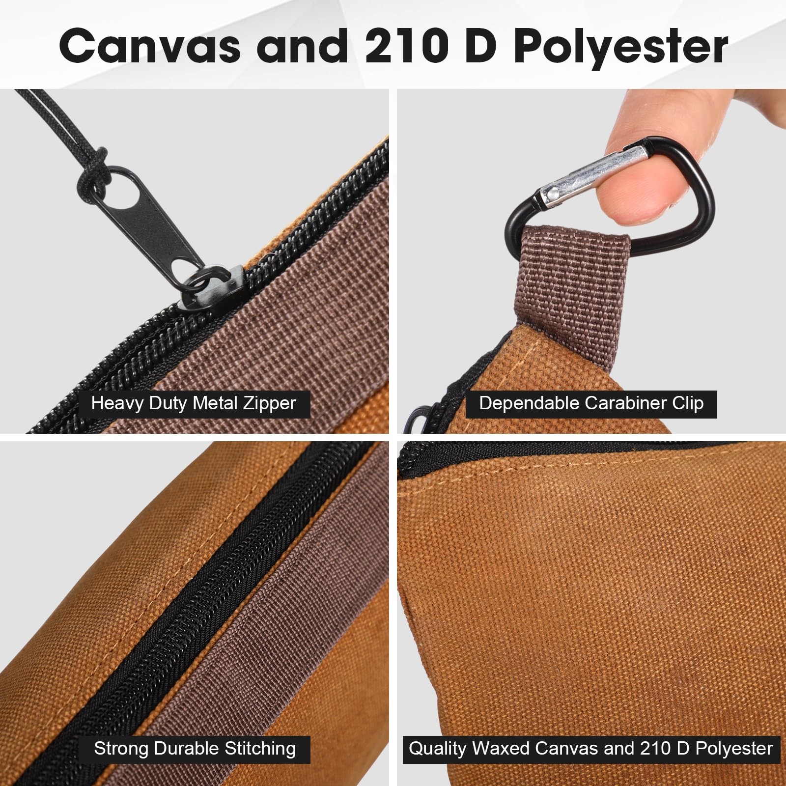 6 Pack Waxed Canvas Tool Pouches 12 x 7.5 x 2 Inch Small Tools Bag Heavy Duty…